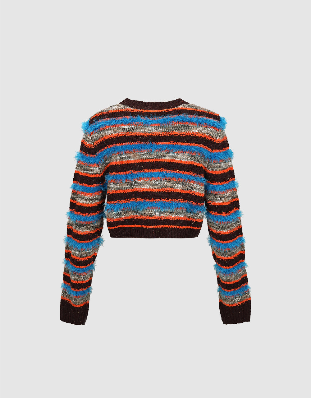 Striped Crew Neck Knitted Cardigan
