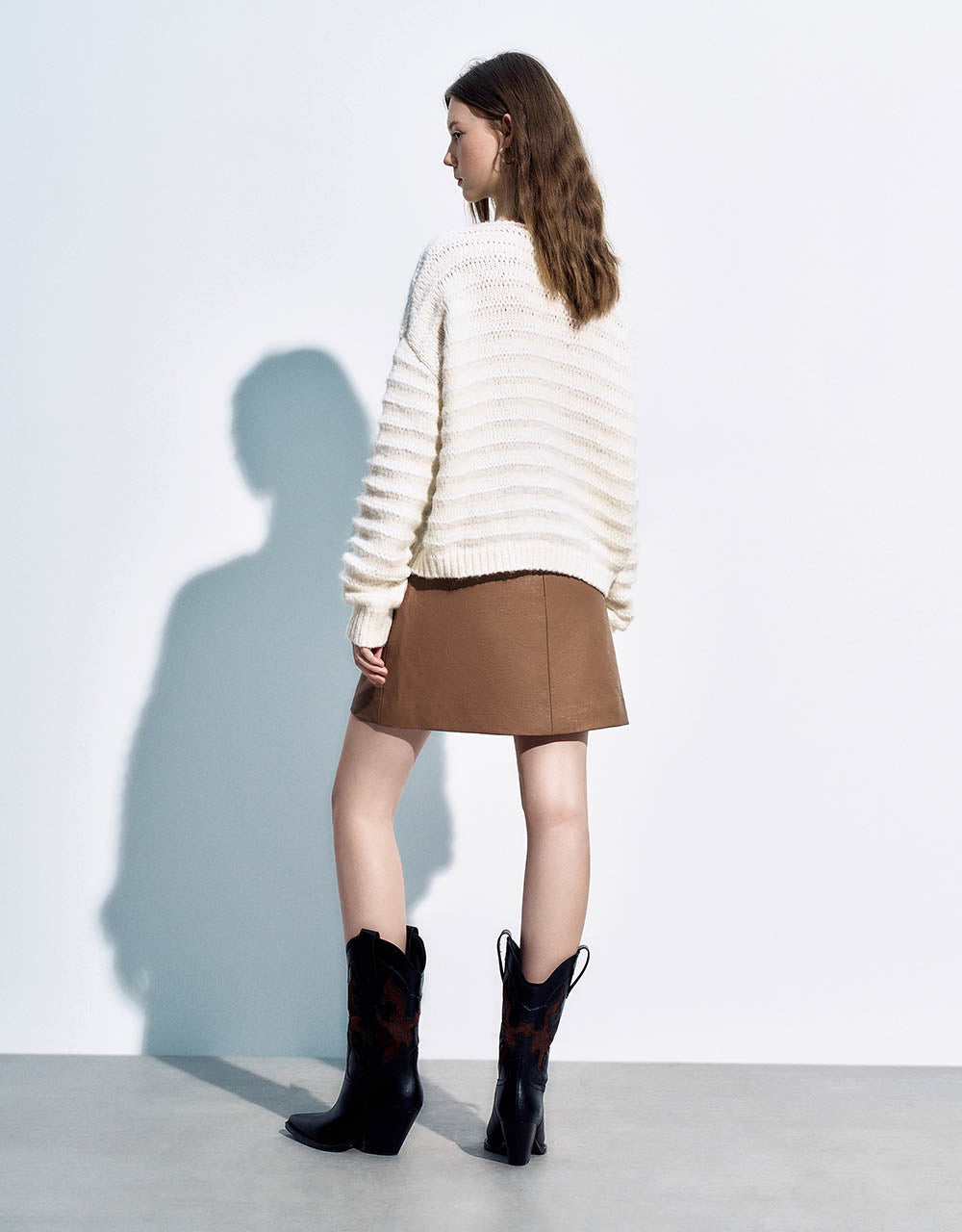 Puff Sleeve V-Neck Knitted Cardigan