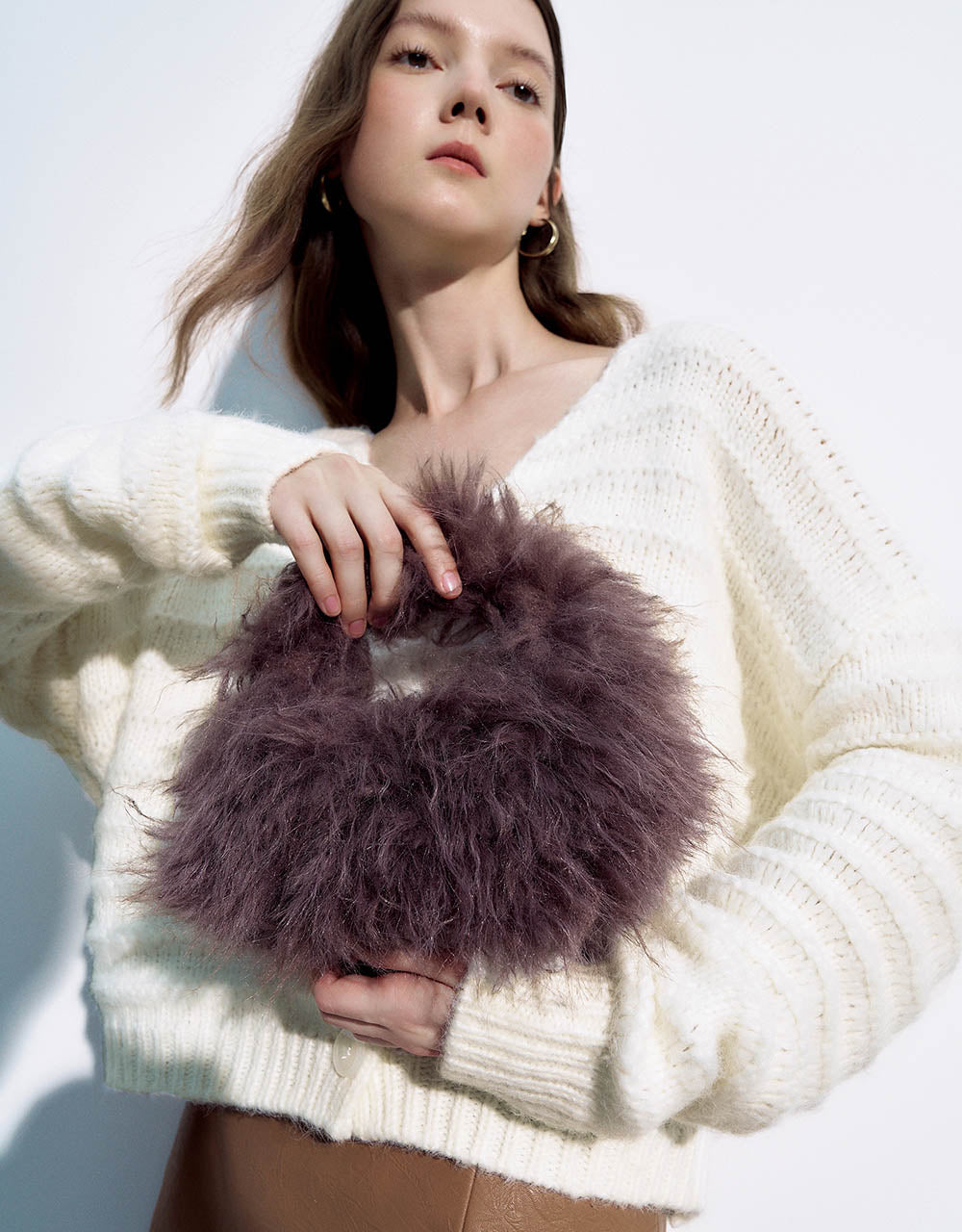 Puff Sleeve V-Neck Knitted Cardigan