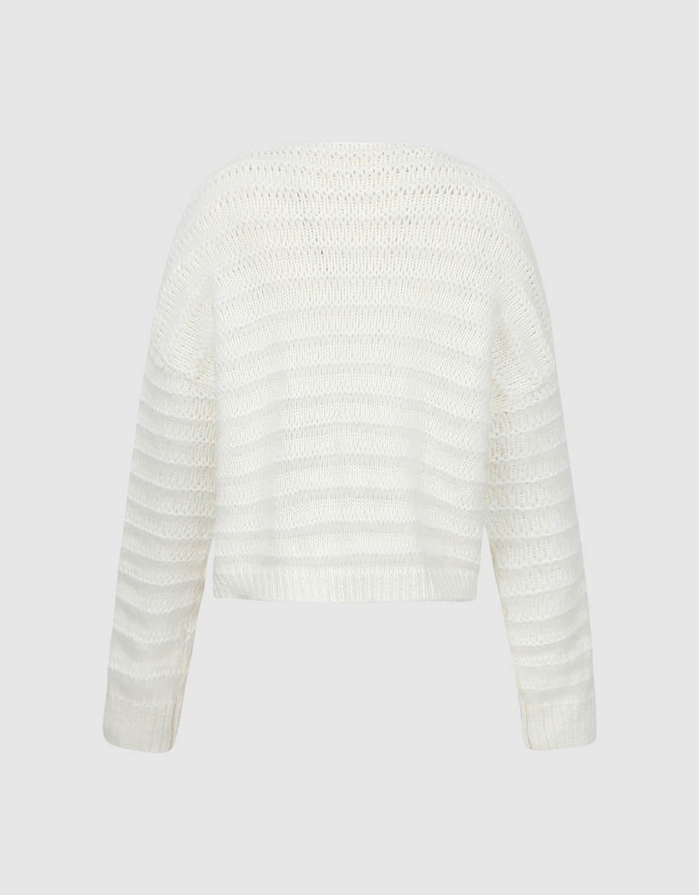 Puff Sleeve V-Neck Knitted Cardigan