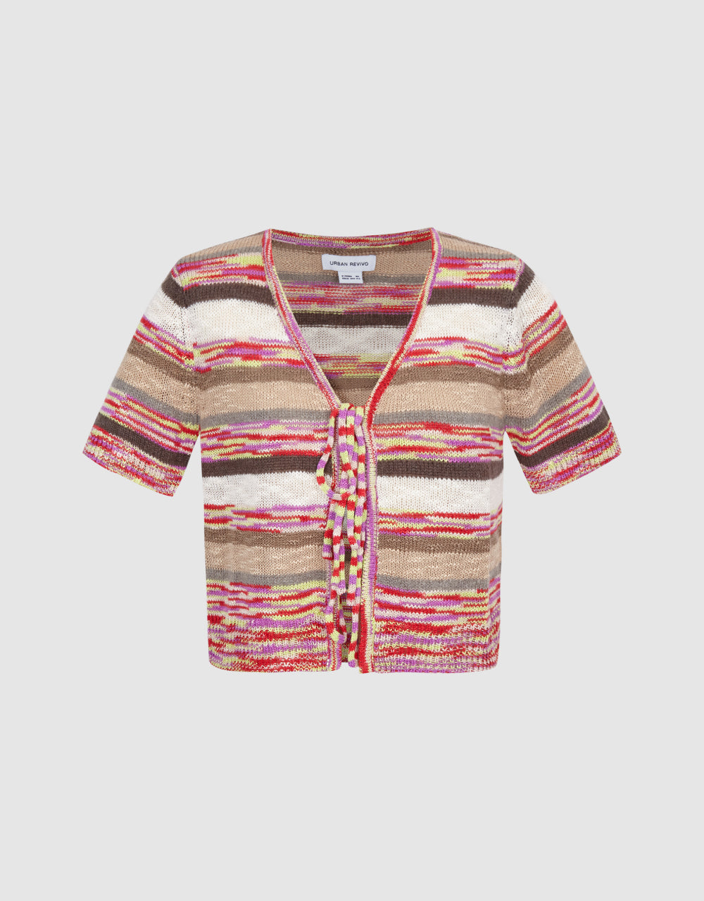 Striped Tie Front Knitted Cardigan