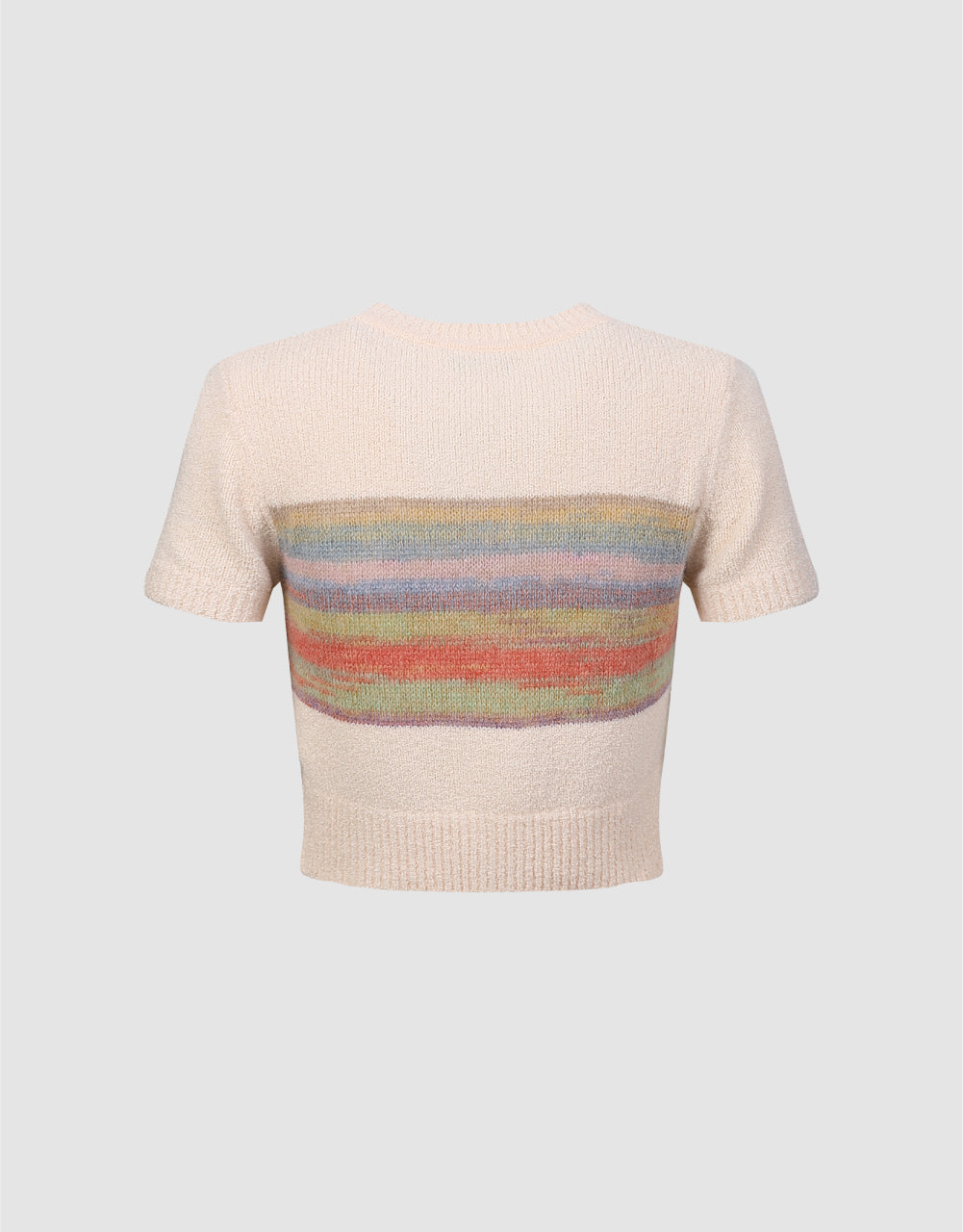 Color Striped Knitted T-Shirt
