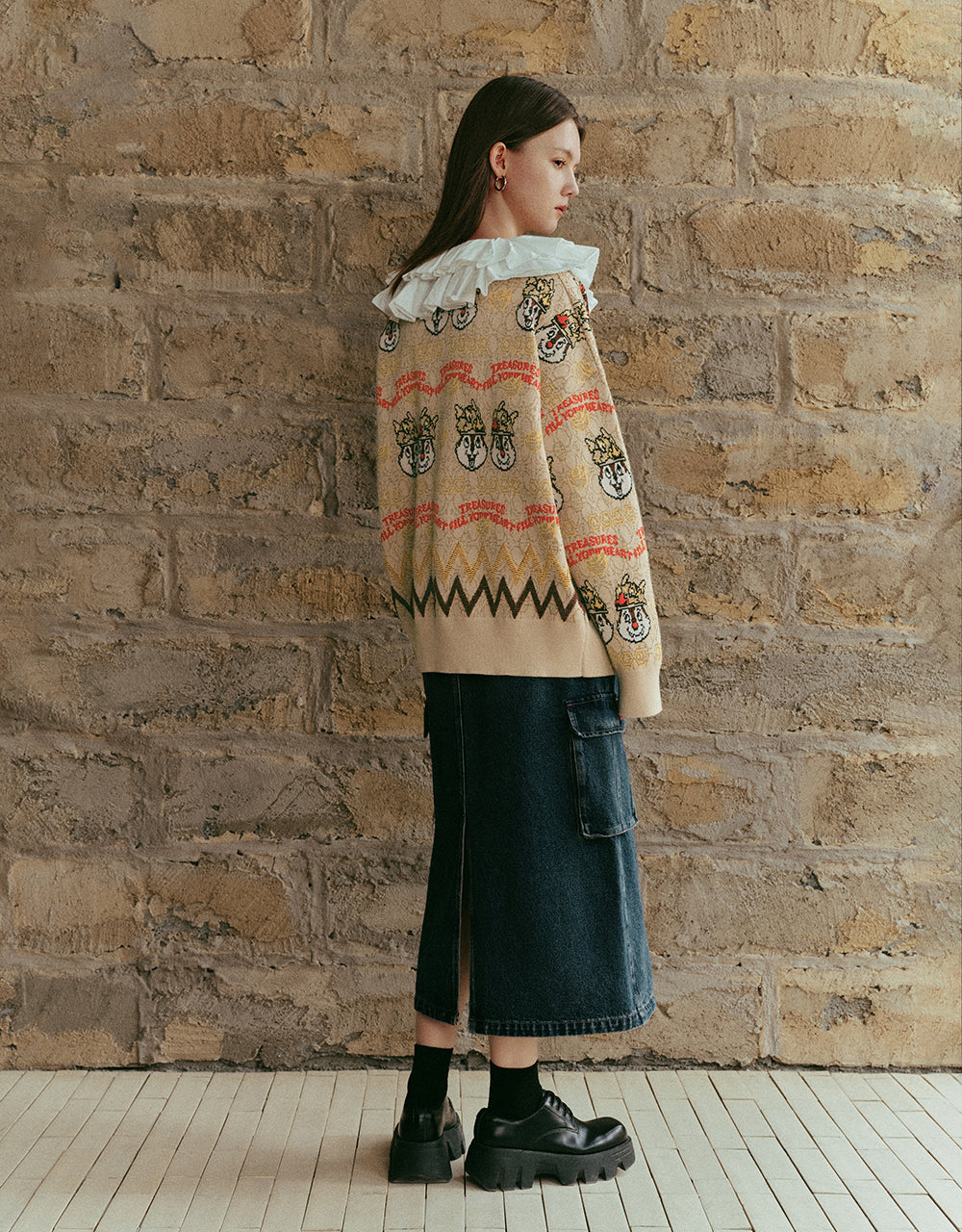 Drop Shoulder Sleeve V-Neck Knitted Cardigan