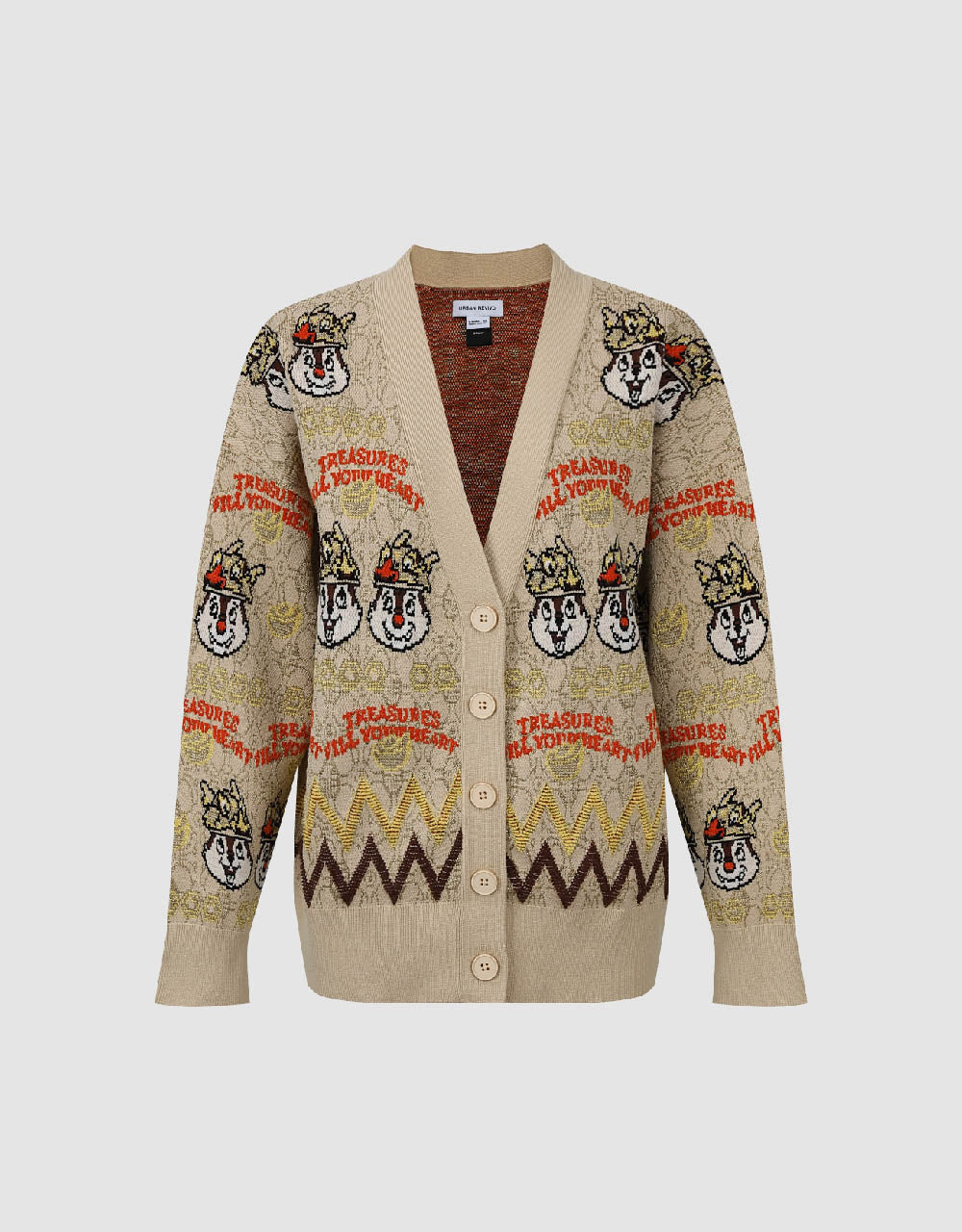 Drop Shoulder Sleeve V-Neck Knitted Cardigan