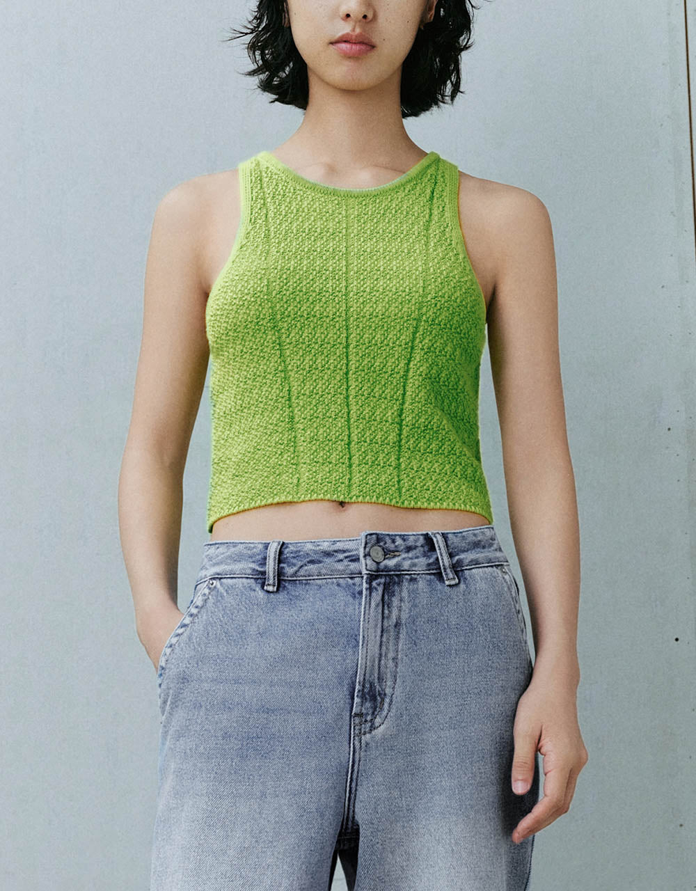 Crew Neck Knitted Tank Top