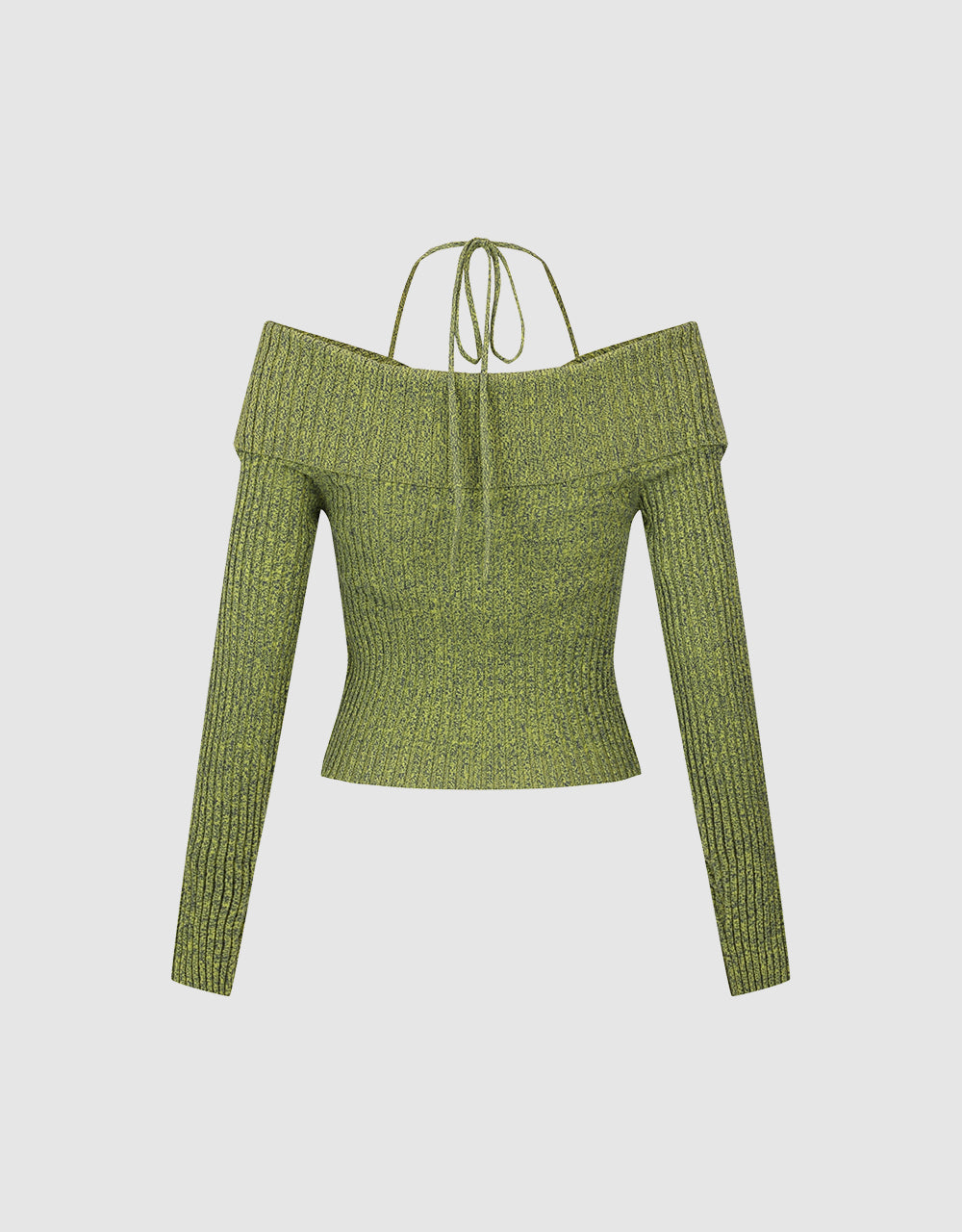 Halter Neck Off-Shoulder Knitted Cardigan