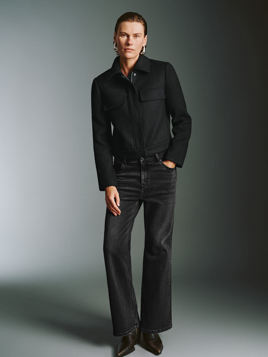 Shirt Collar Flap Pocket Jackets