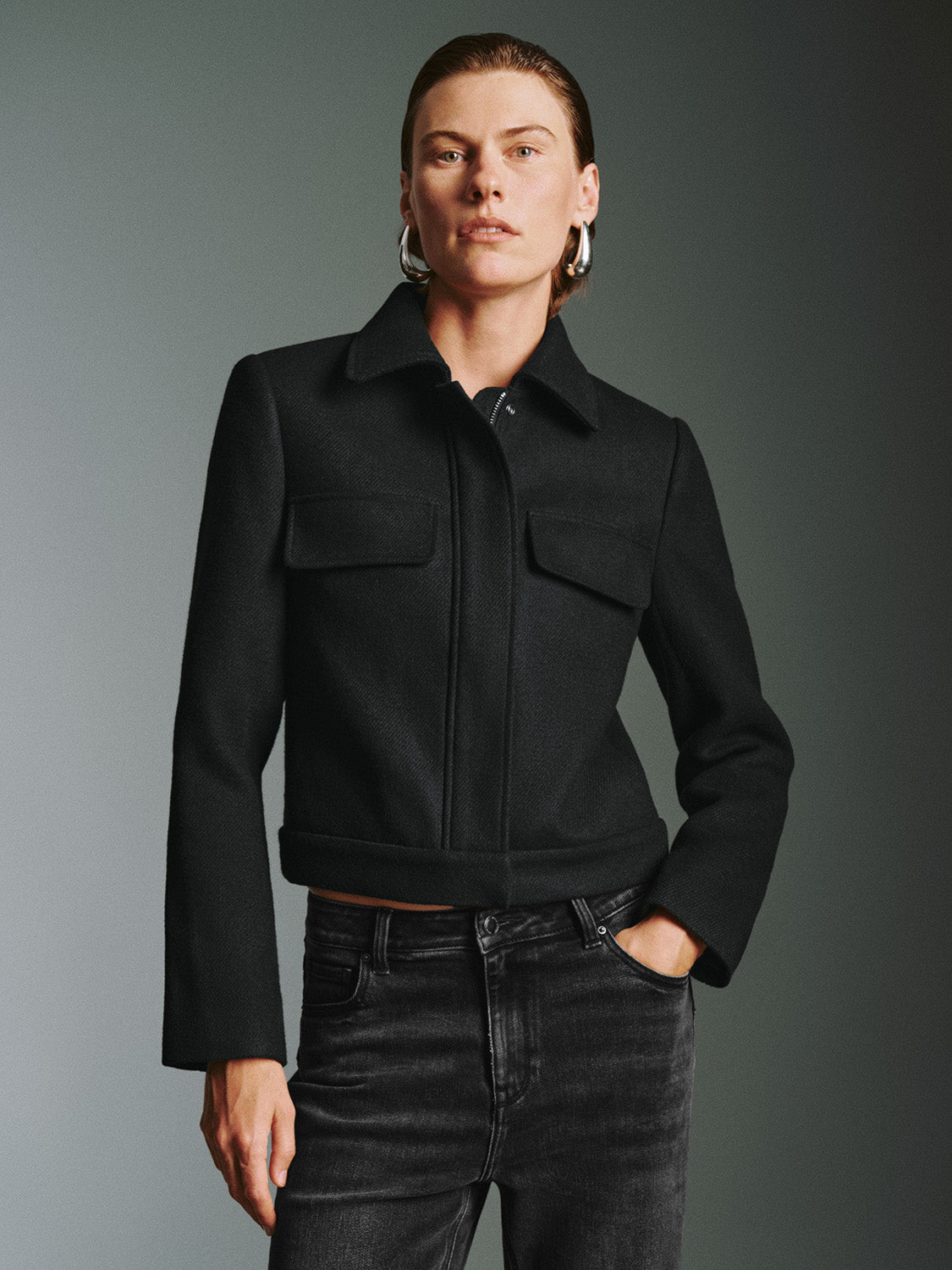 Shirt Collar Flap Pocket Jackets
