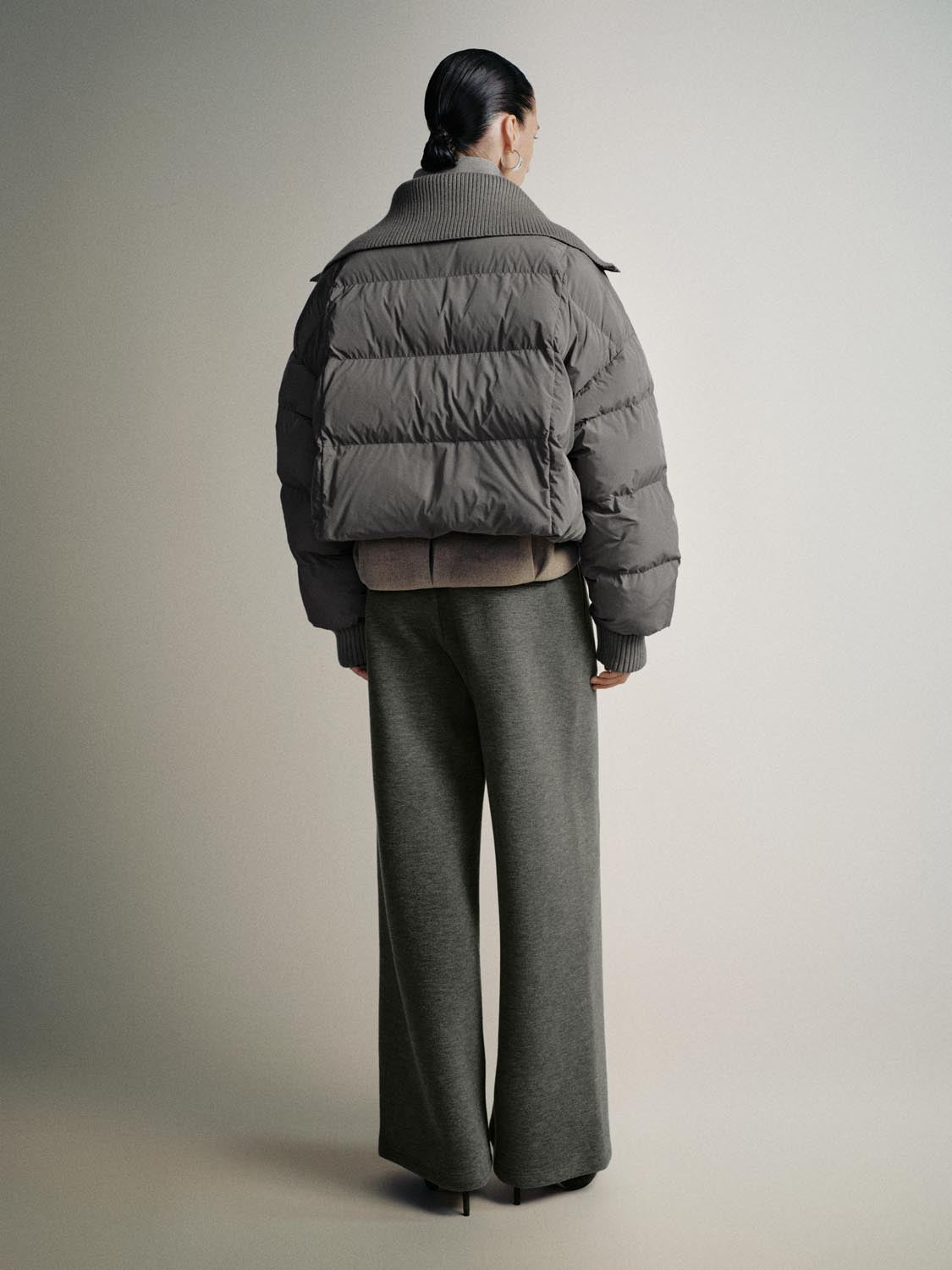 Cropped Large Collar Padded Jackets