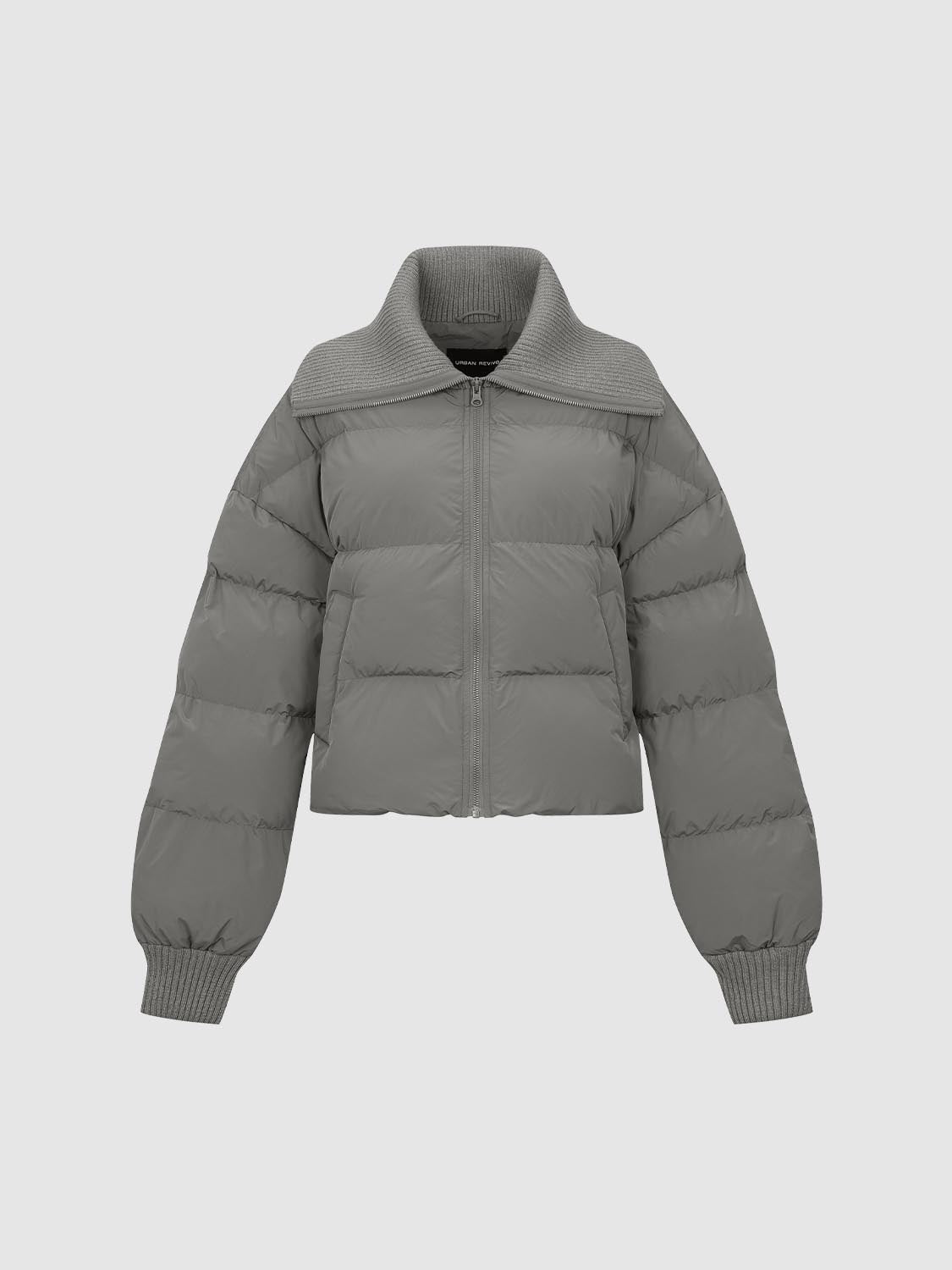 Cropped Large Collar Padded Jackets