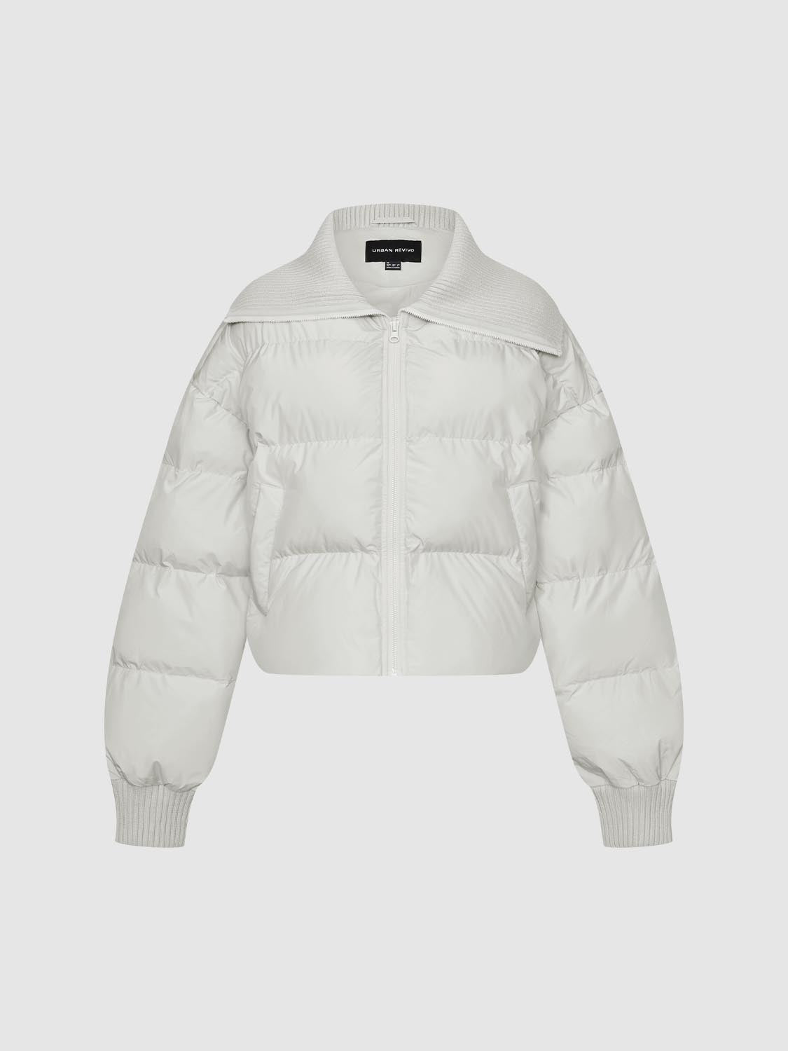 Cropped Large Collar Padded Jackets