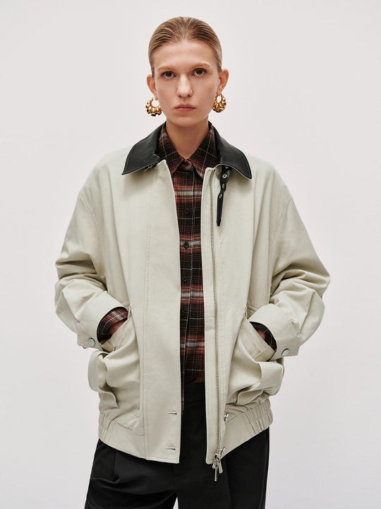 Buckle Detail Contrast Collar Flap Pockets Jackets