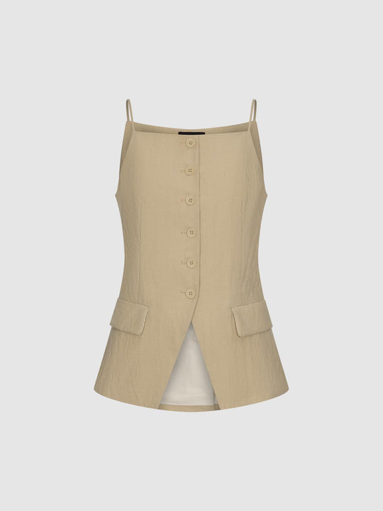 Button Up Thin Strap Cami Top