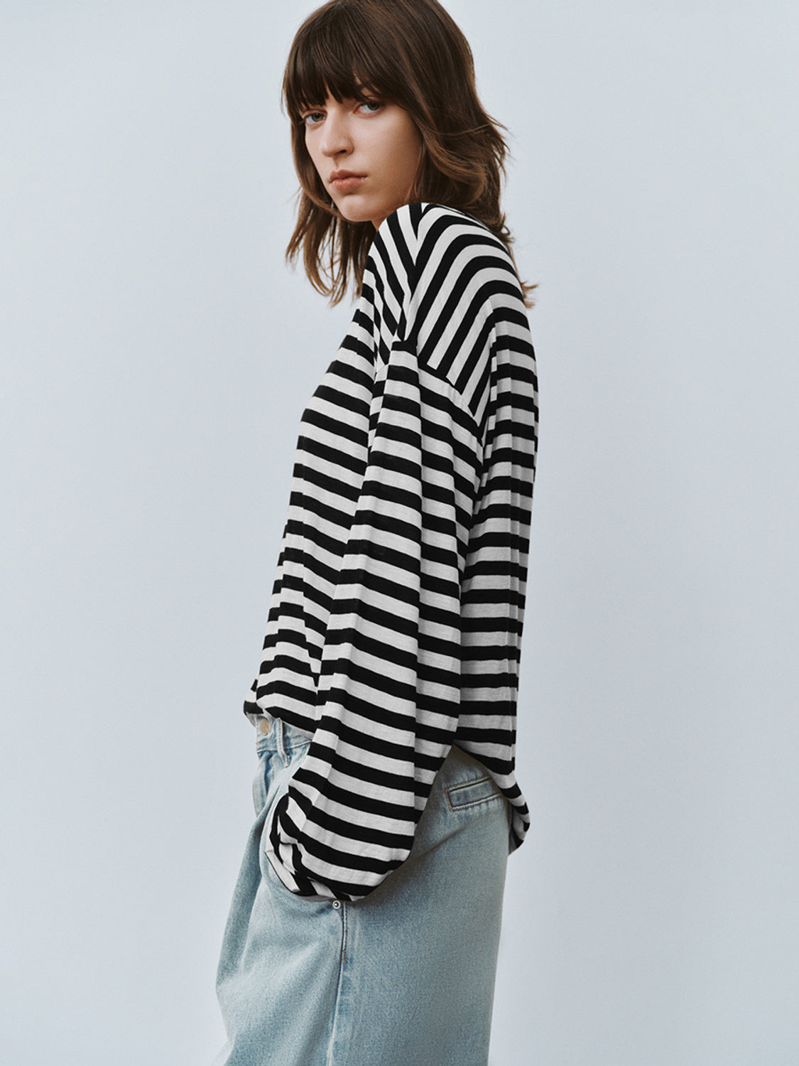 Striped Crew Neck Loose T-Shirt