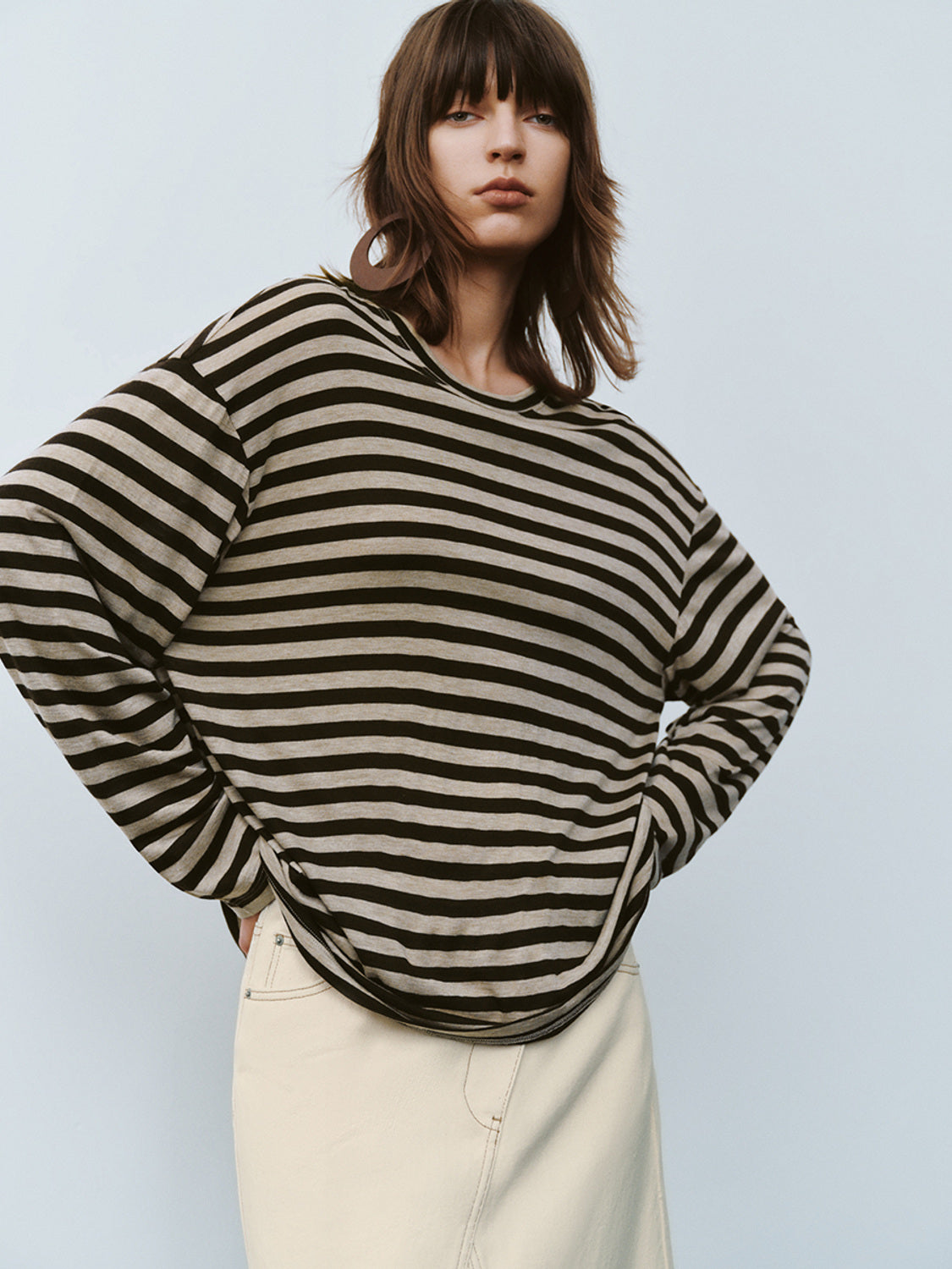 Striped Crew Neck Loose T-Shirt