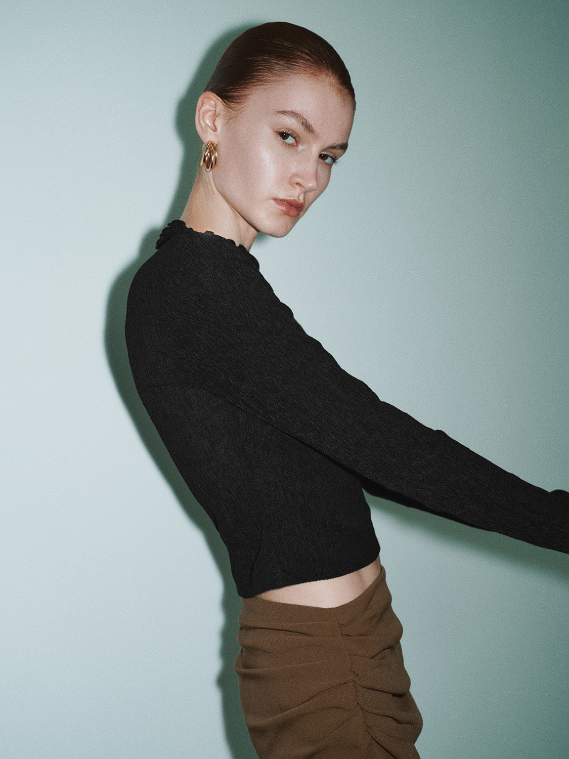 Mock Neck Skinny T-Shirt