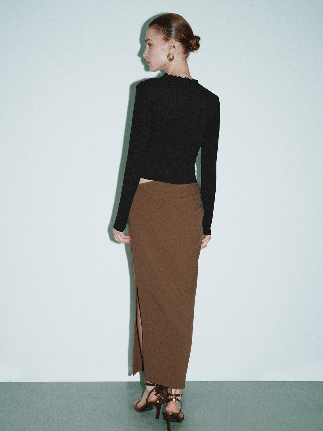 Mock Neck Skinny T-Shirt
