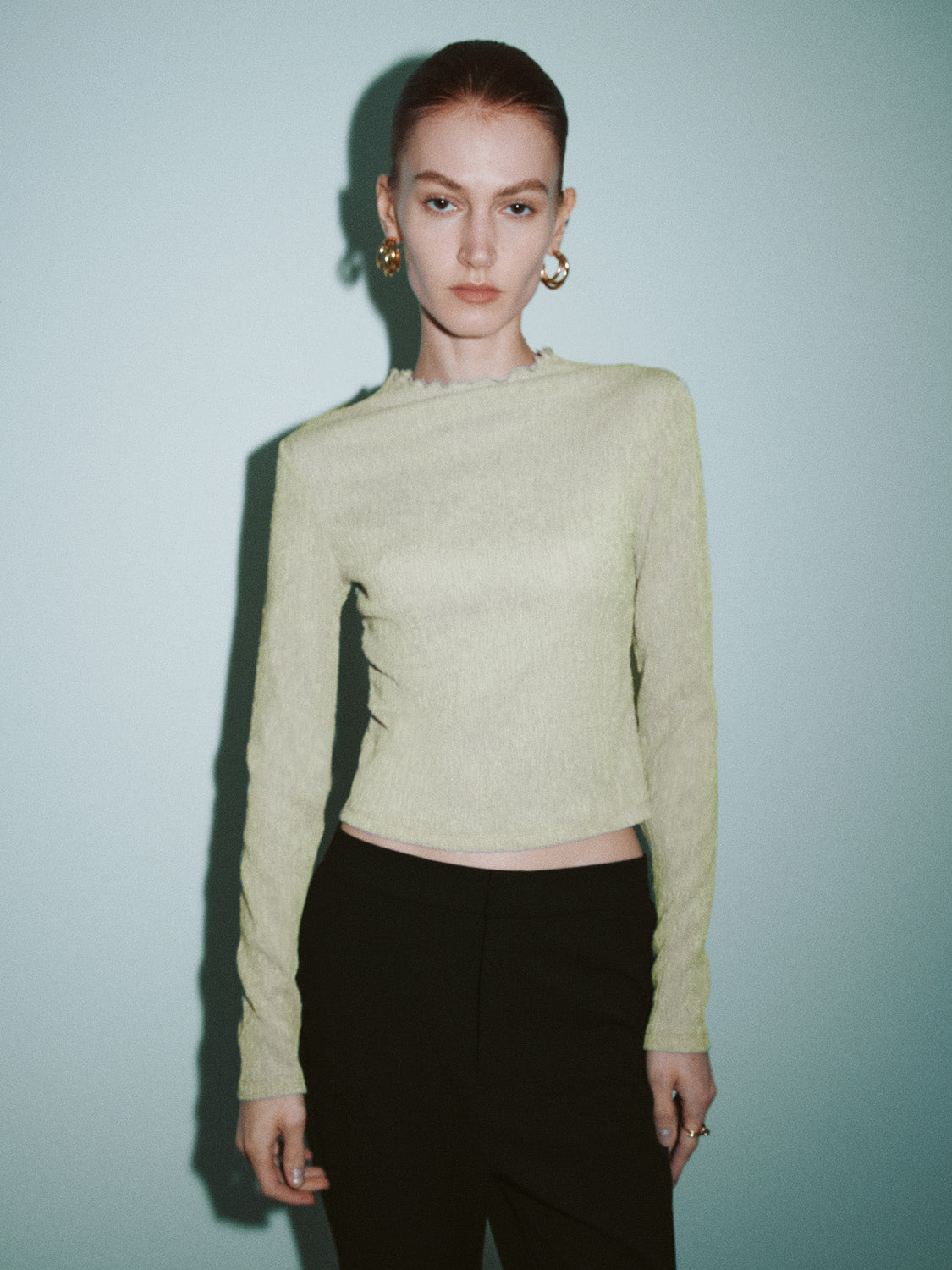 Mock Neck Skinny T-Shirt