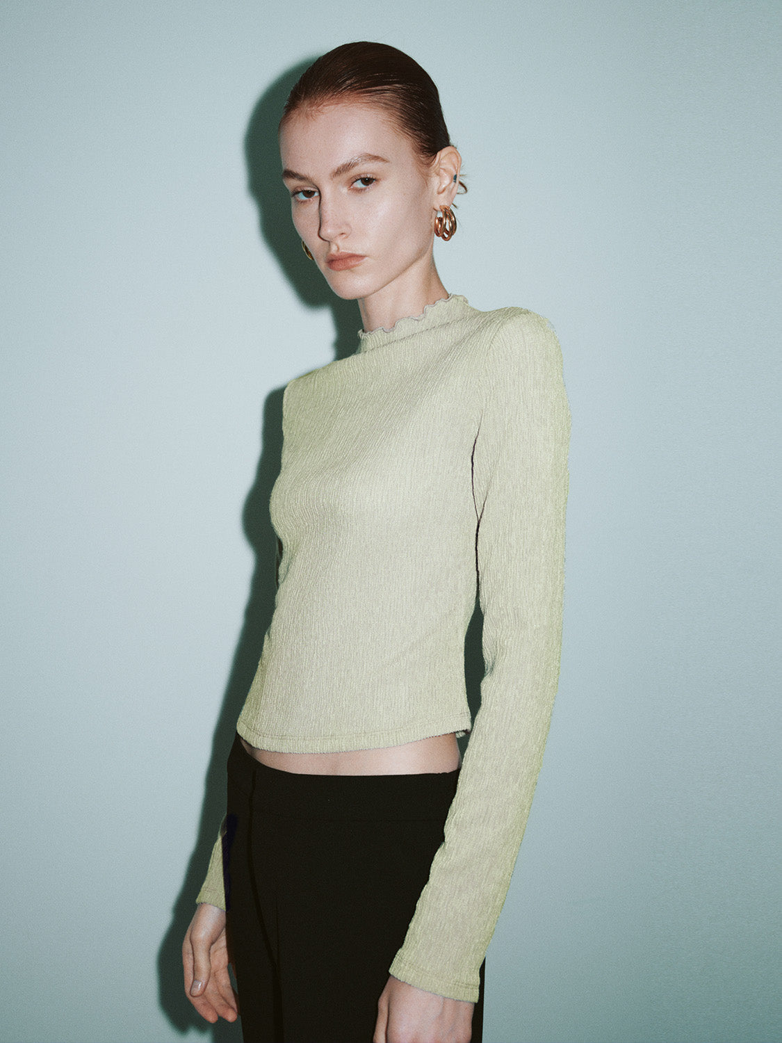 Mock Neck Skinny T-Shirt