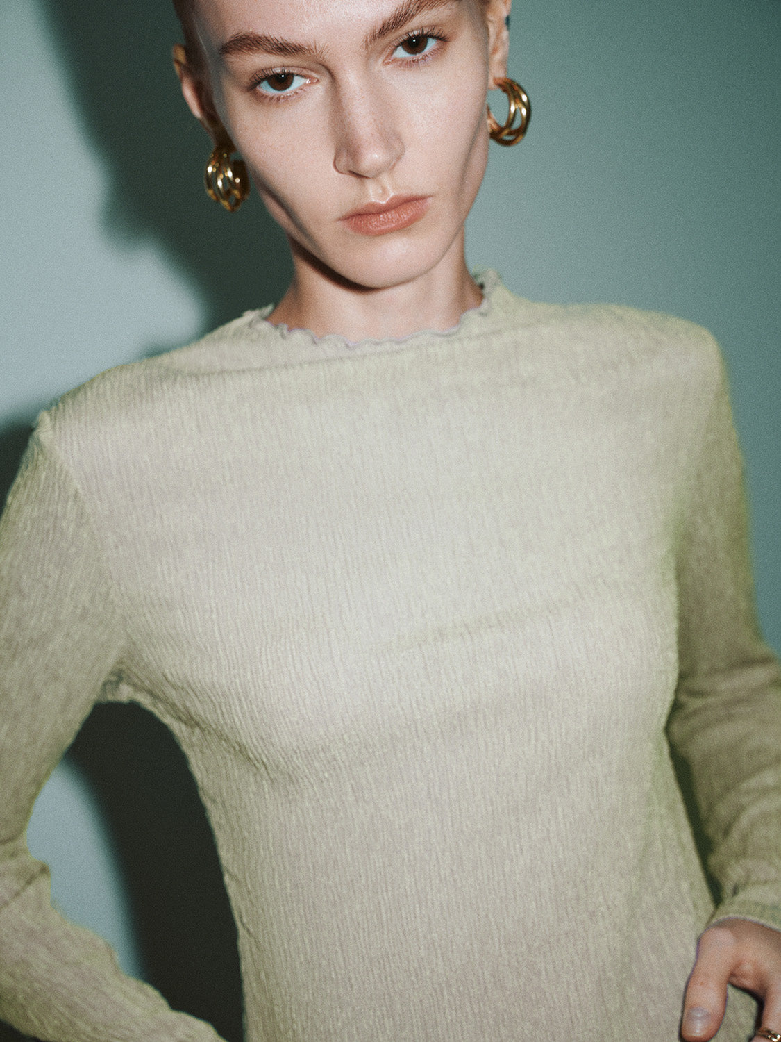 Mock Neck Skinny T-Shirt