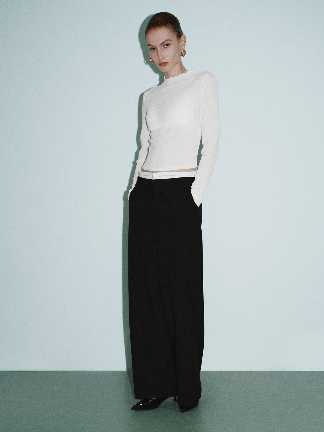 Mock Neck Skinny T-Shirt