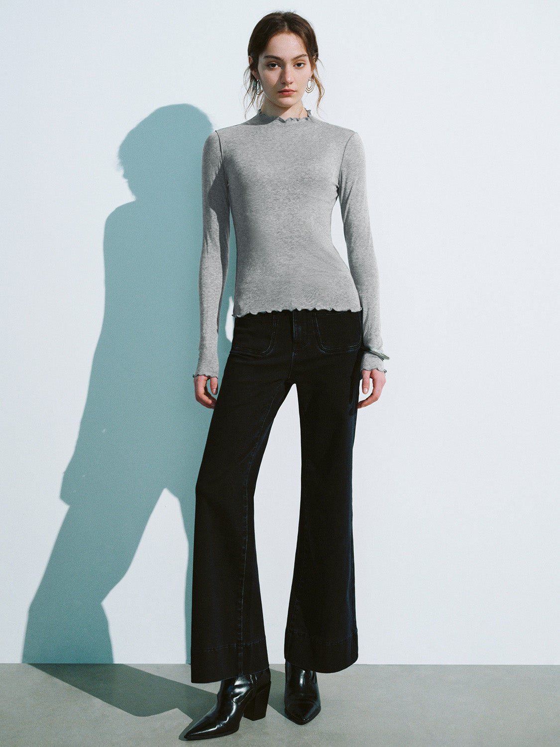 Frill Trim Skinny T-Shirt