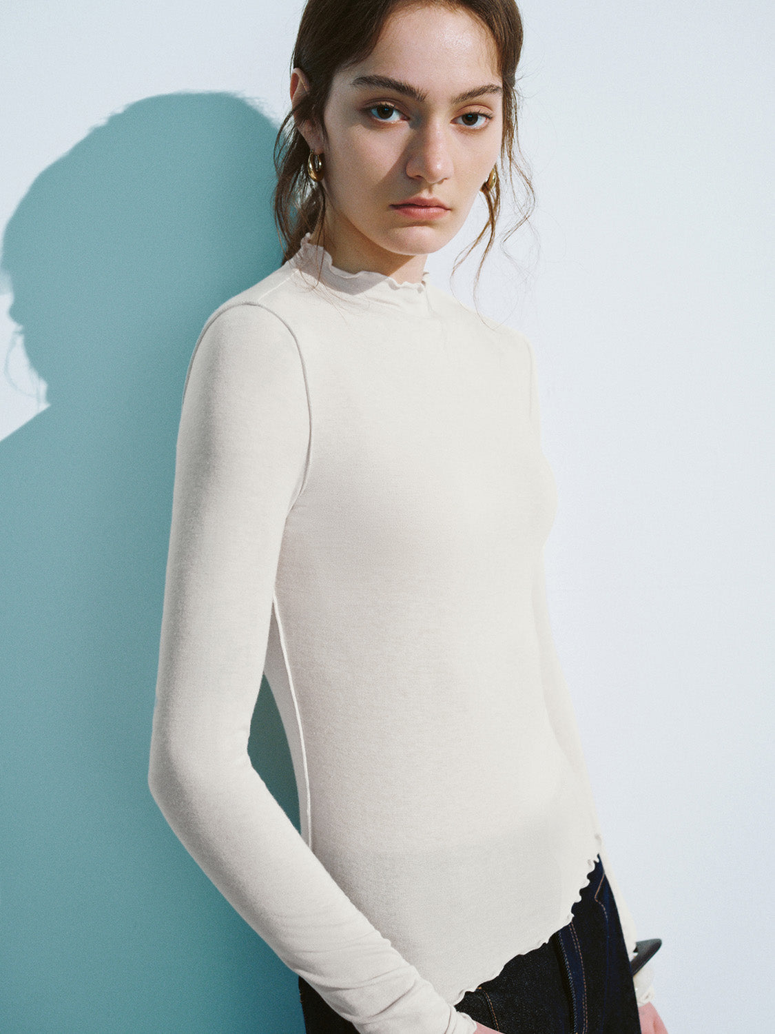Frill Trim Skinny T-Shirt