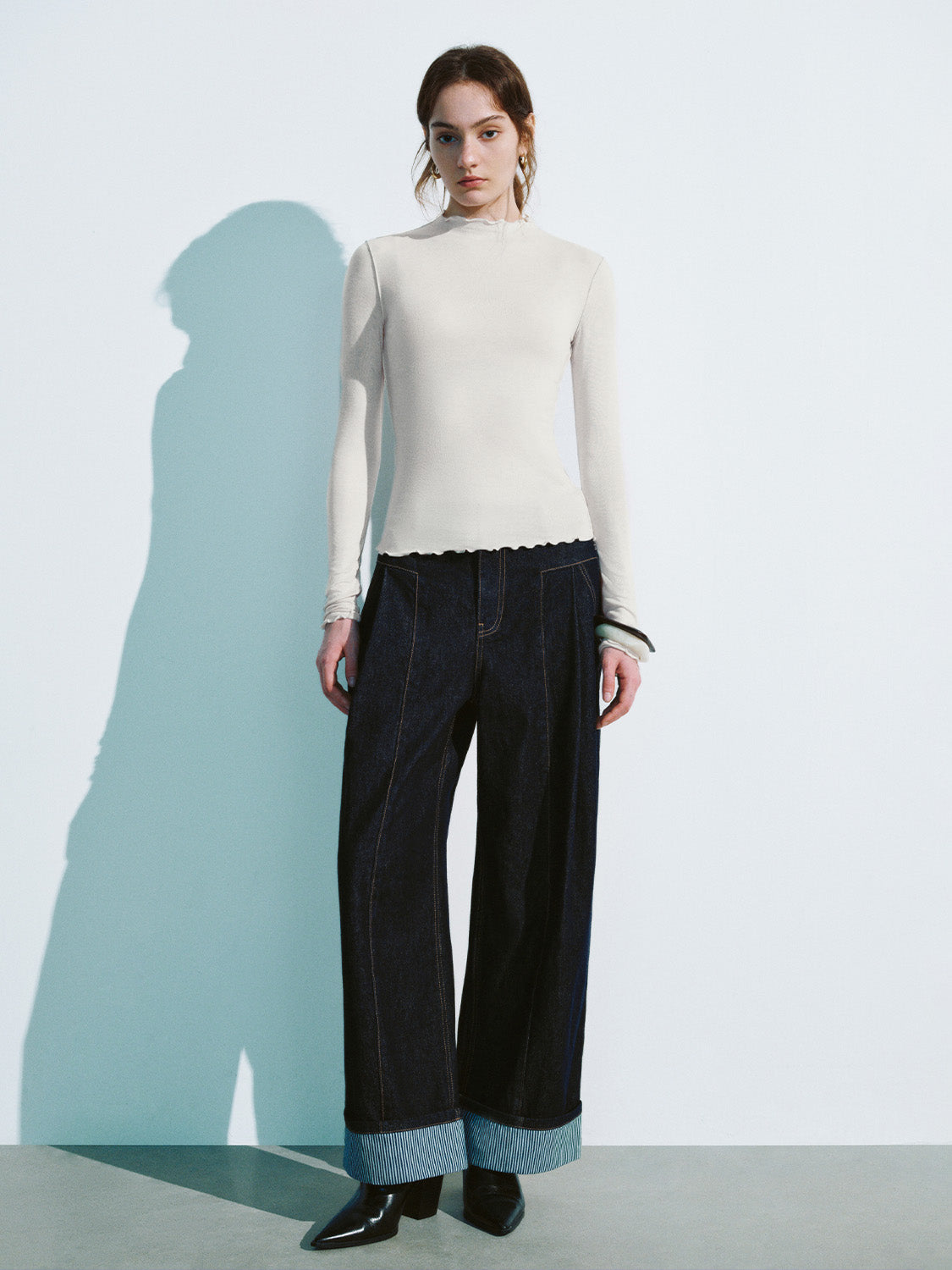 Frill Trim Skinny T-Shirt