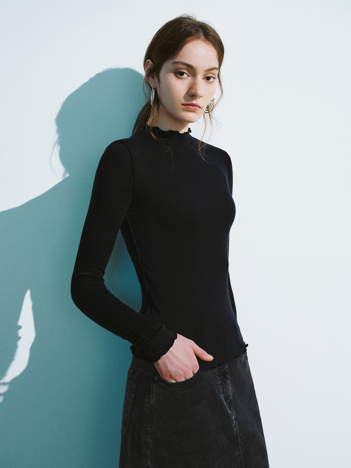 Frill Trim Skinny T-Shirt