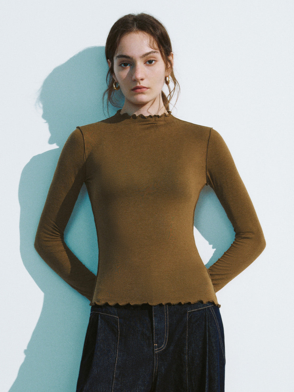 Frill Trim Skinny T-Shirt