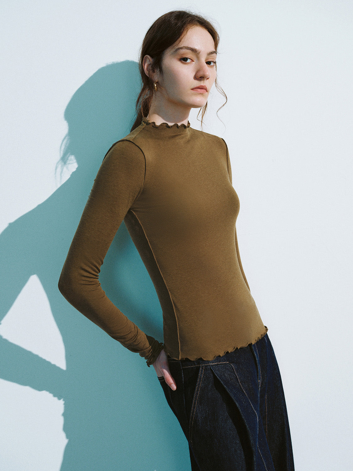 Frill Trim Skinny T-Shirt