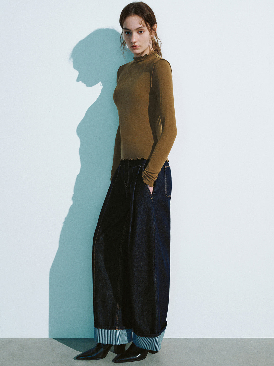 Frill Trim Skinny T-Shirt