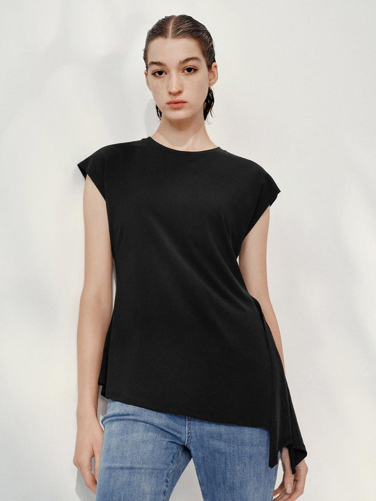 Tie Up Cap Sleeve T-Shirts