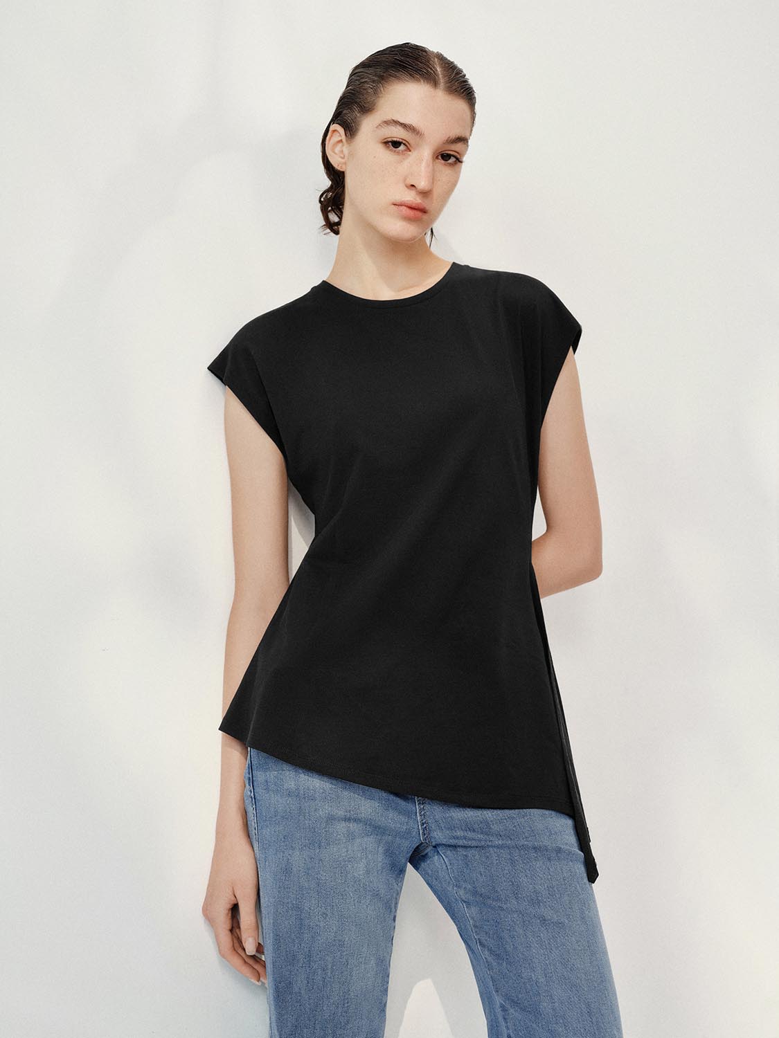 Tie Up Cap Sleeve T-Shirts