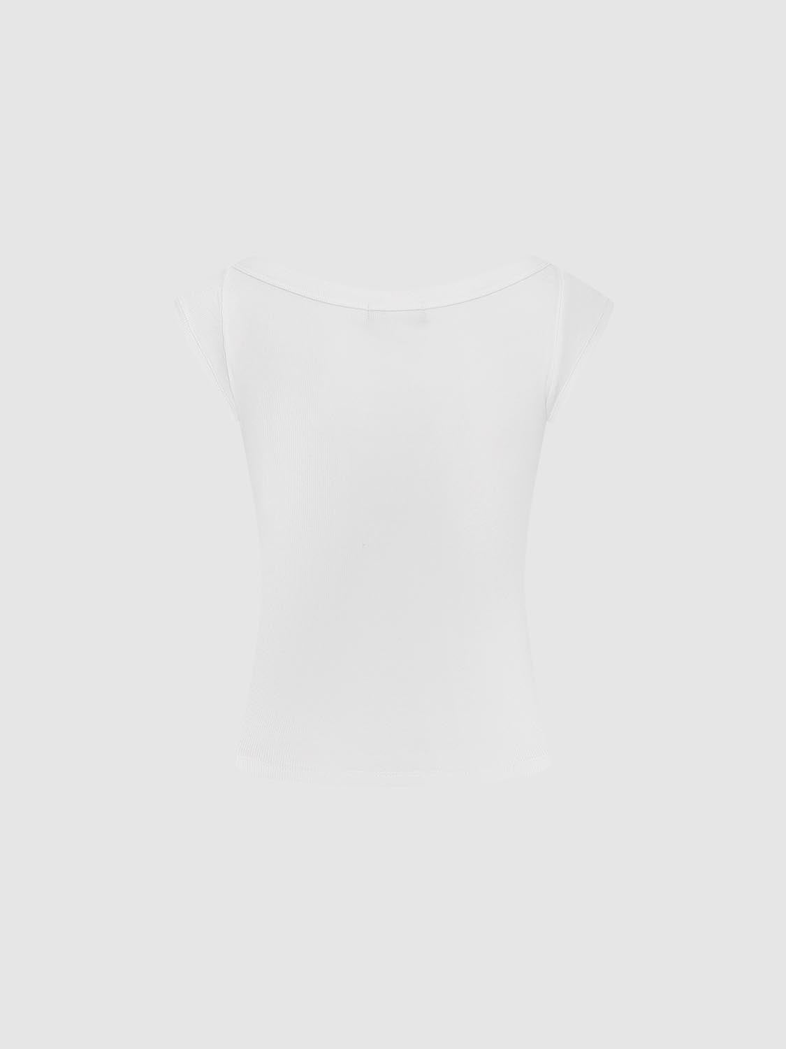 Bow Printed Cap Sleeve T-Shirts