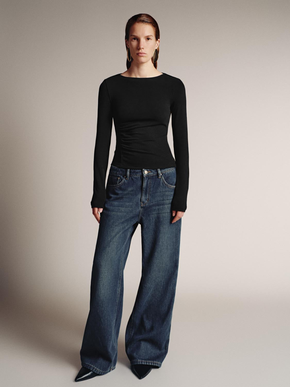 Ruched Long Flare Sleeve T-Shirts