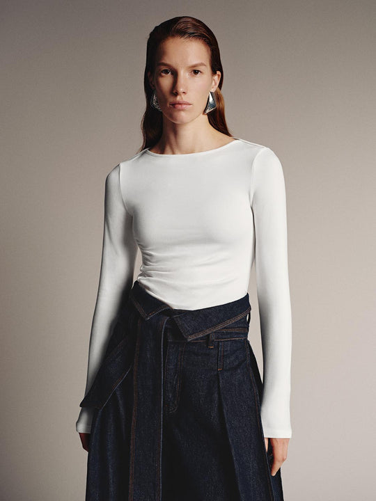 Ruched Long Flare Sleeve T-Shirts