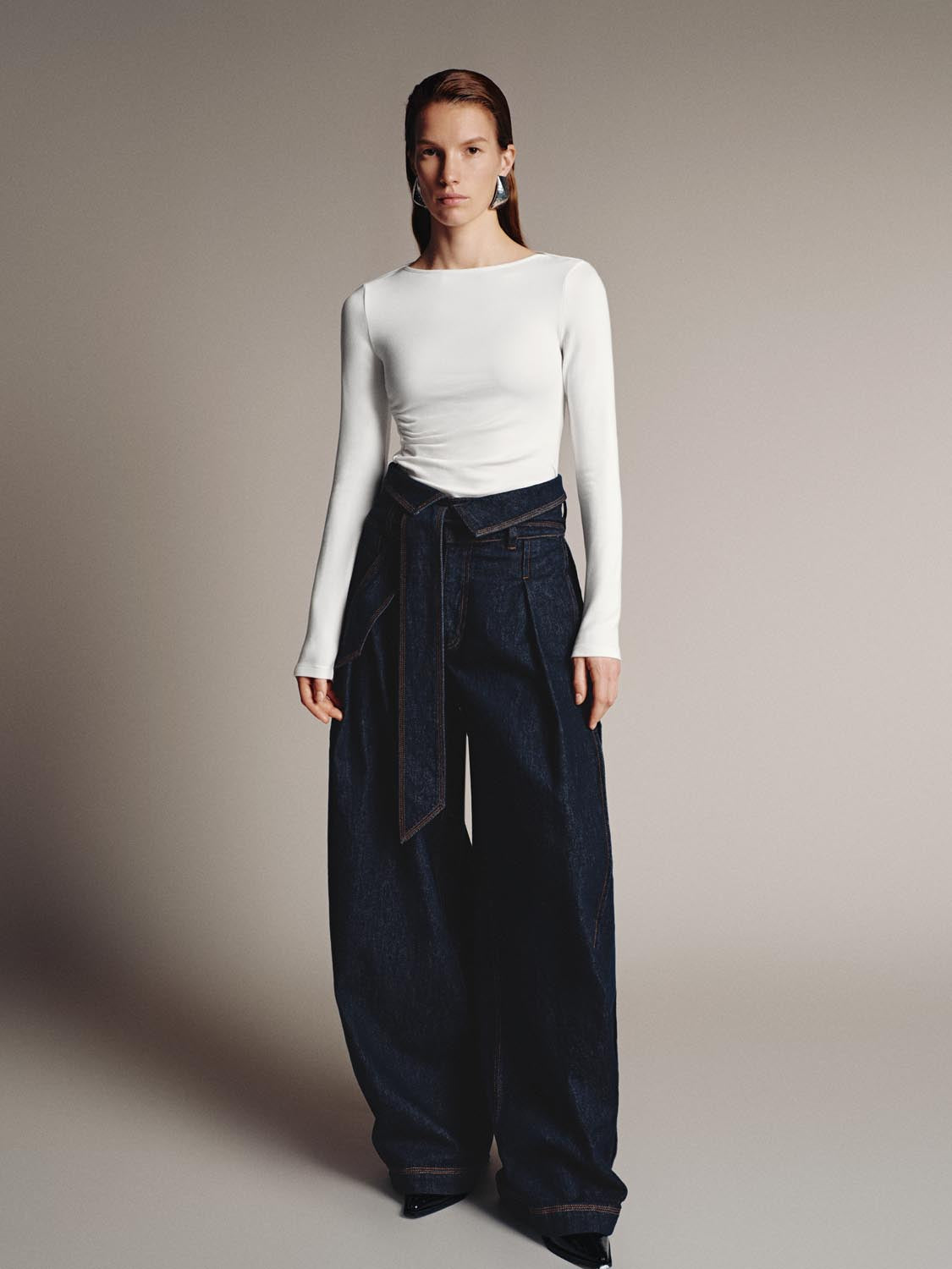 Ruched Long Flare Sleeve T-Shirts