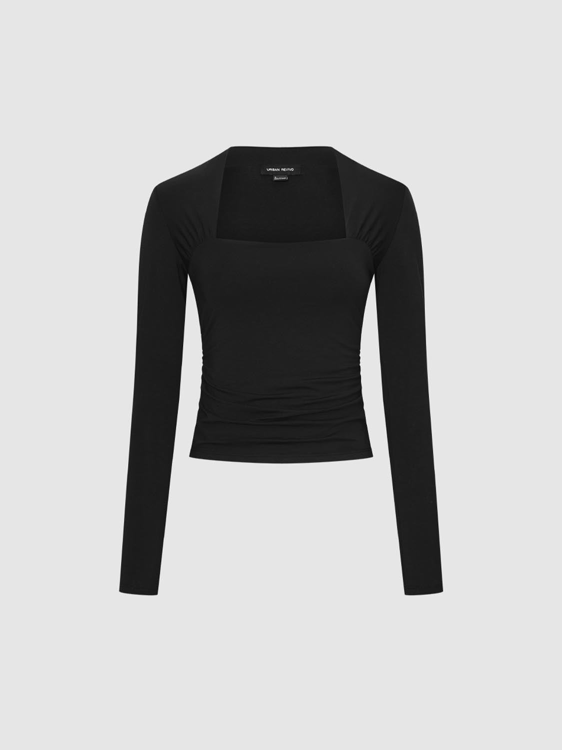 Skinny Ruched Long Sleeve T-Shirts