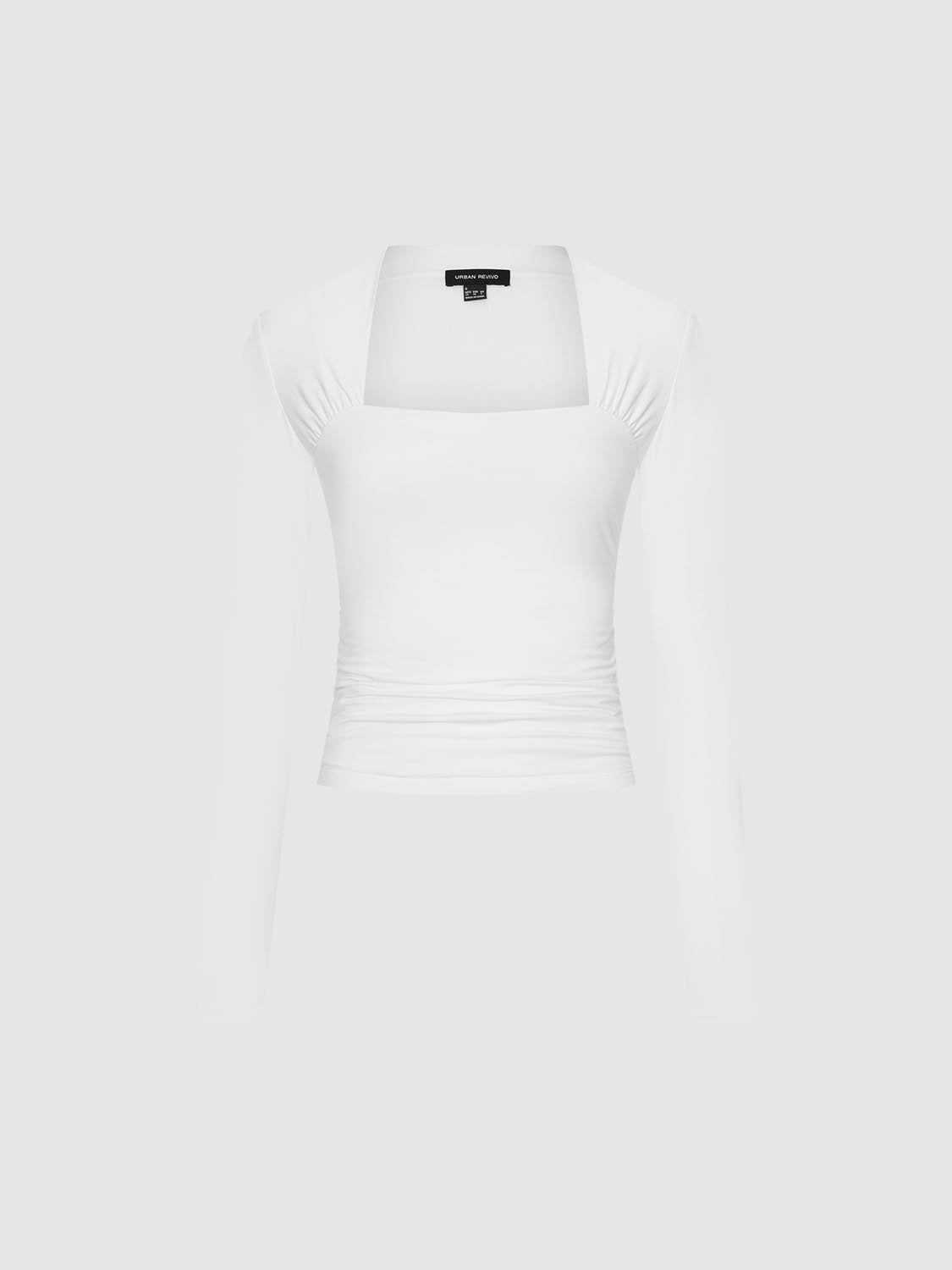 Skinny Ruched Long Sleeve T-Shirts