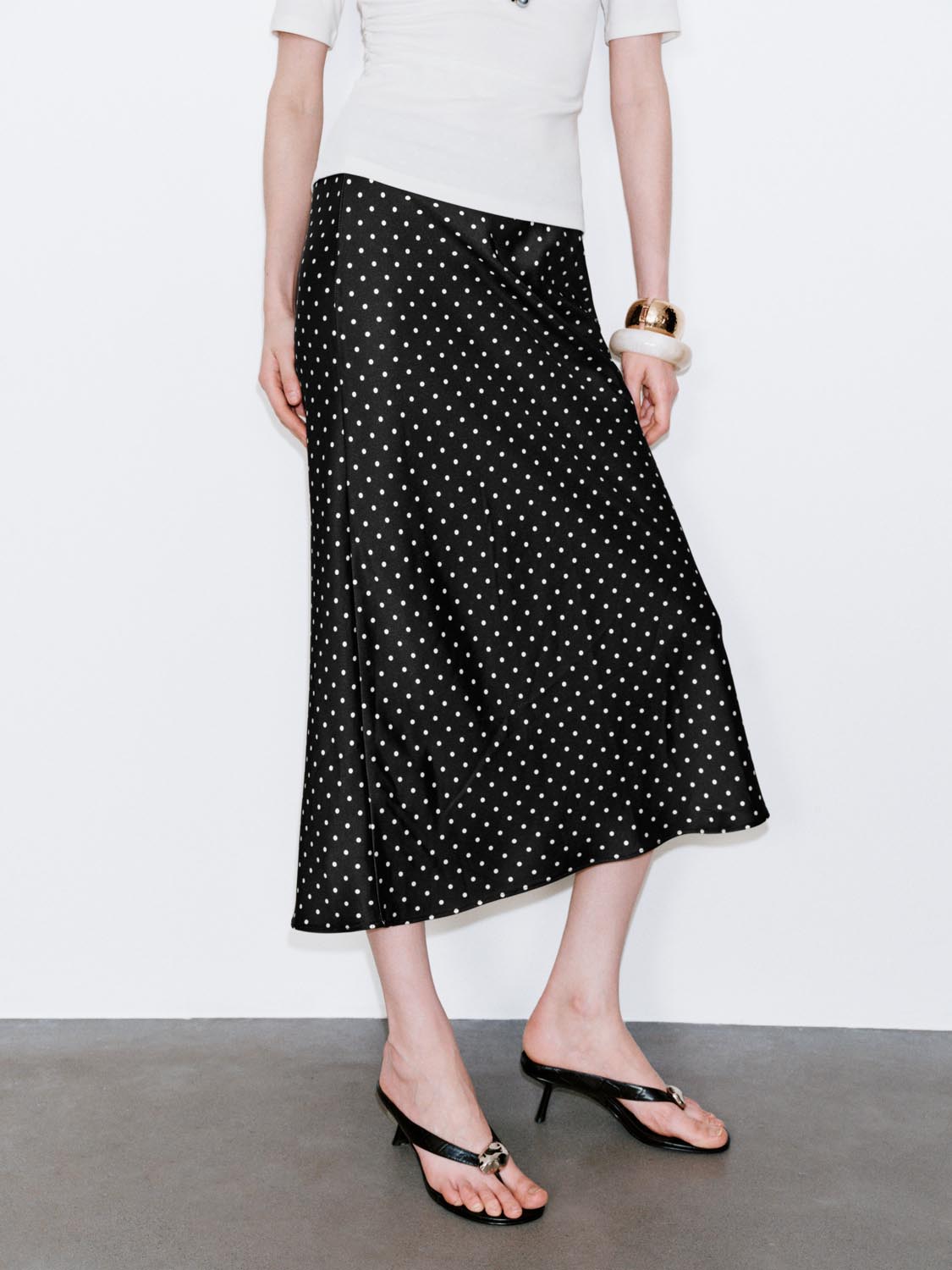 Polka Dotted Fishtail Midi Skirts