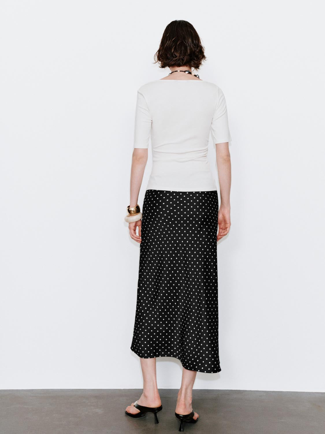 Polka Dotted Fishtail Midi Skirts