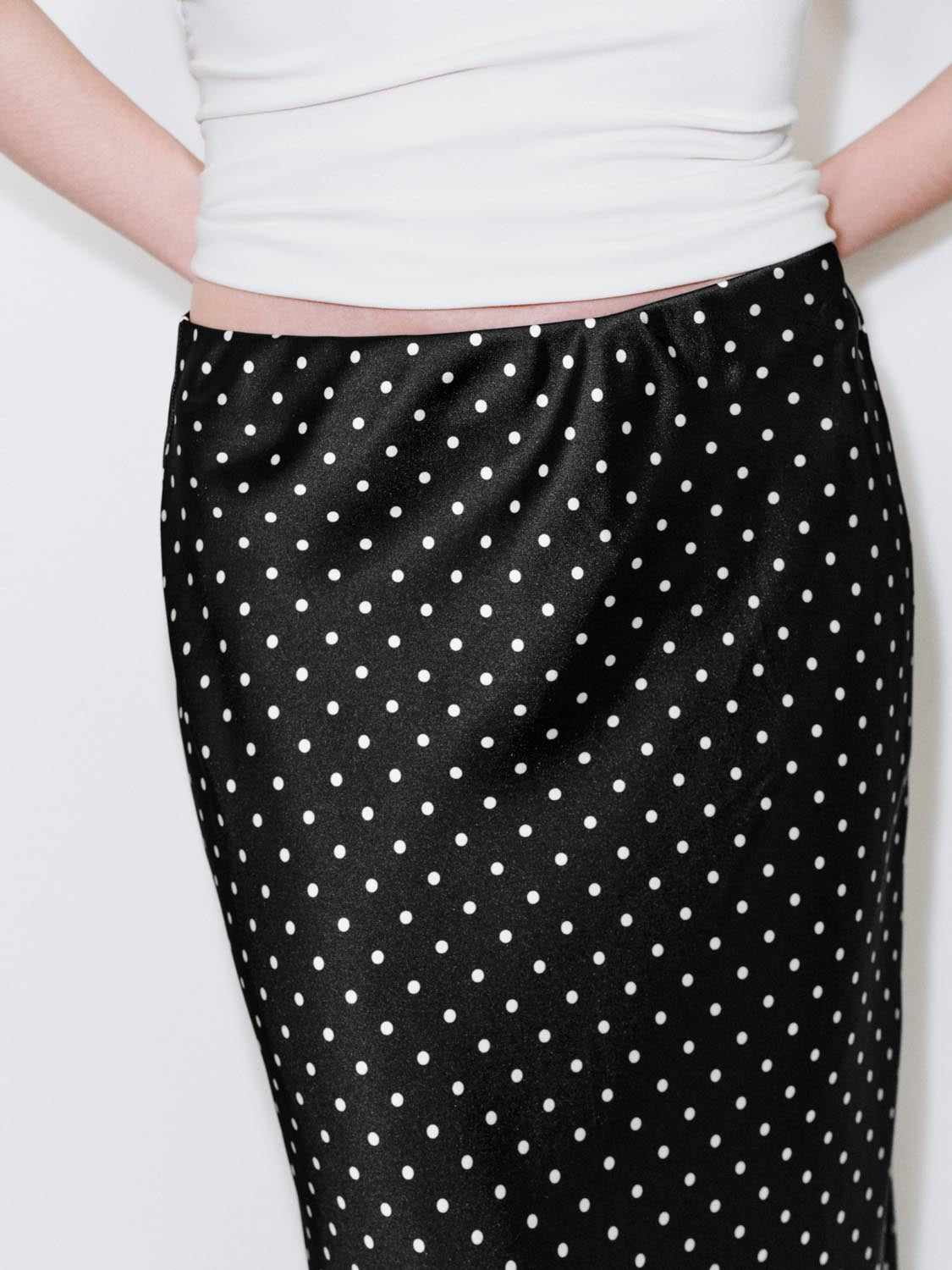 Polka Dotted Fishtail Midi Skirts