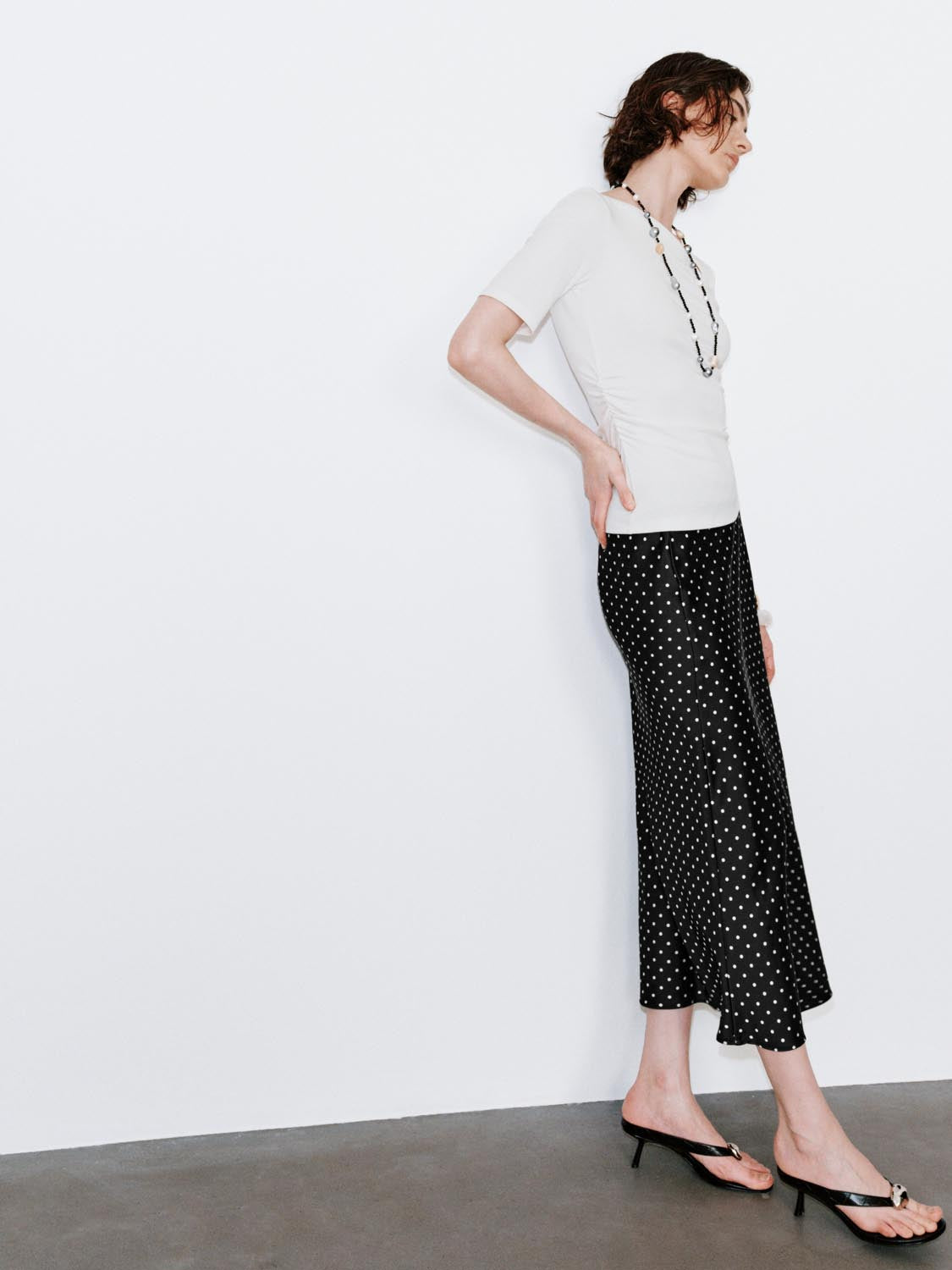 Polka Dotted Fishtail Midi Skirts