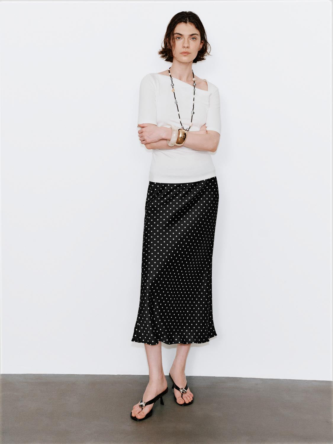 Polka Dotted Fishtail Midi Skirts