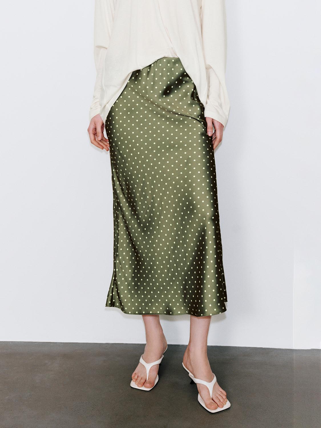Polka Dotted Fishtail Midi Skirts