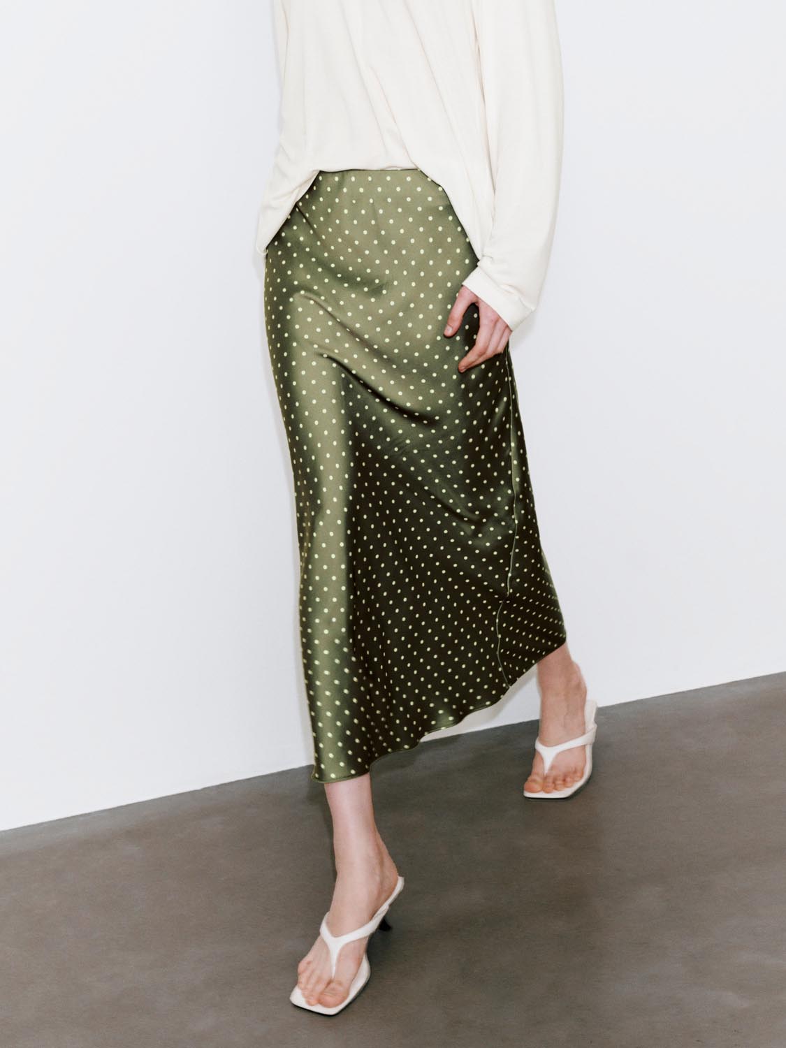 Polka Dotted Fishtail Midi Skirts
