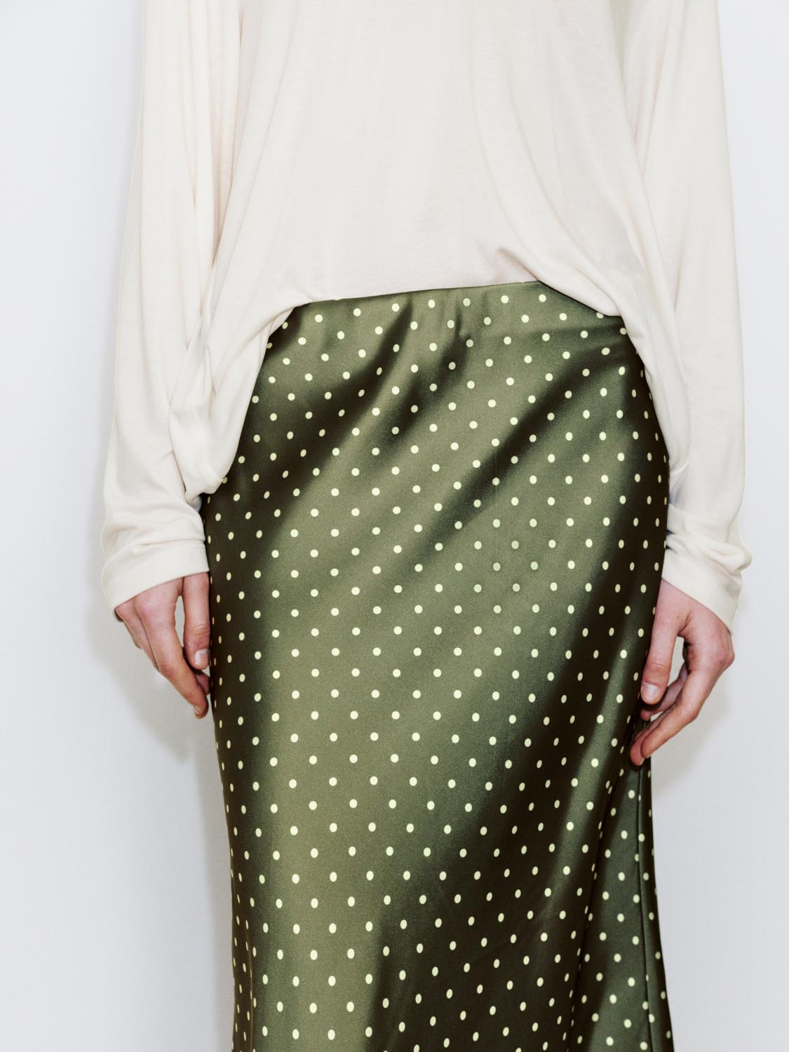 Polka Dotted Fishtail Midi Skirts