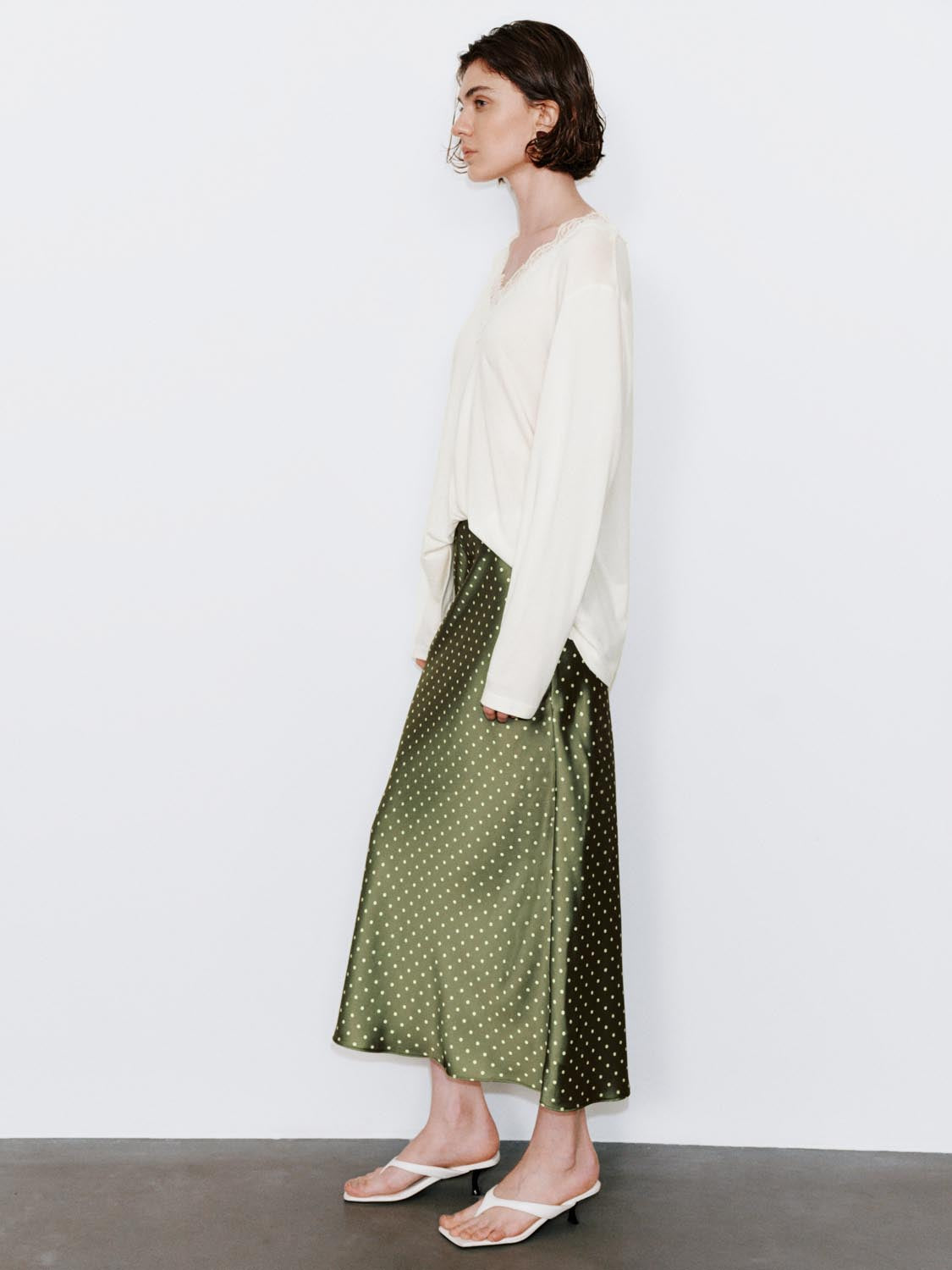 Polka Dotted Fishtail Midi Skirts