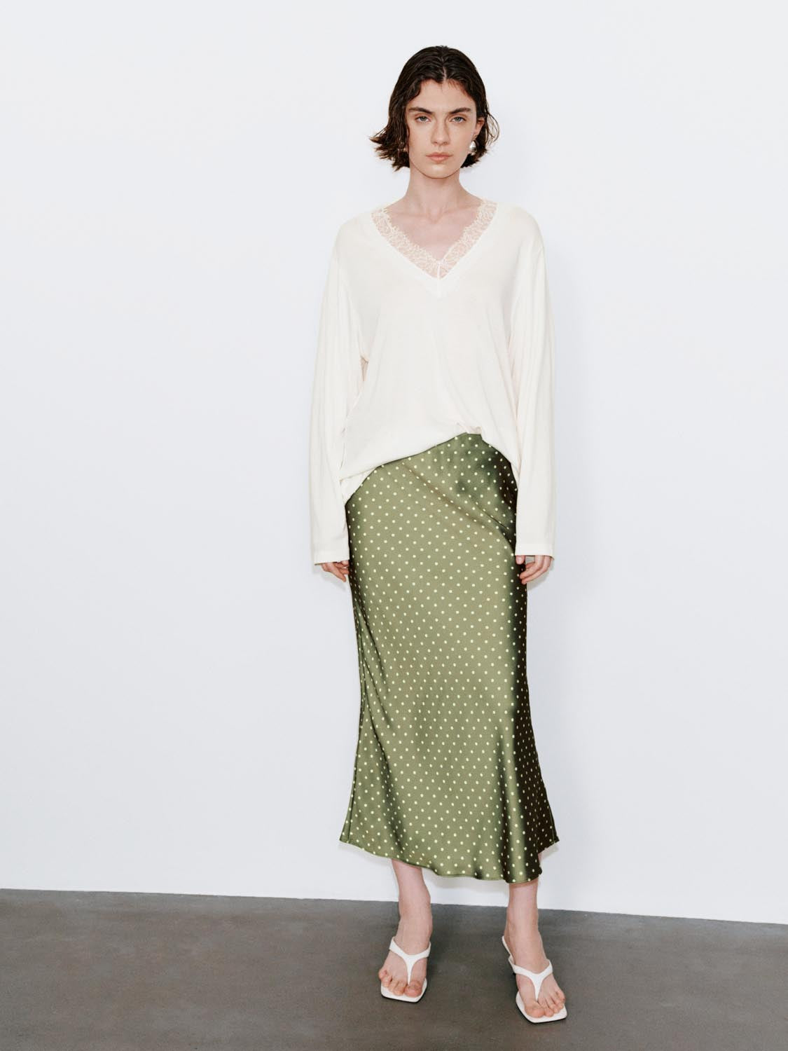 Polka Dotted Fishtail Midi Skirts